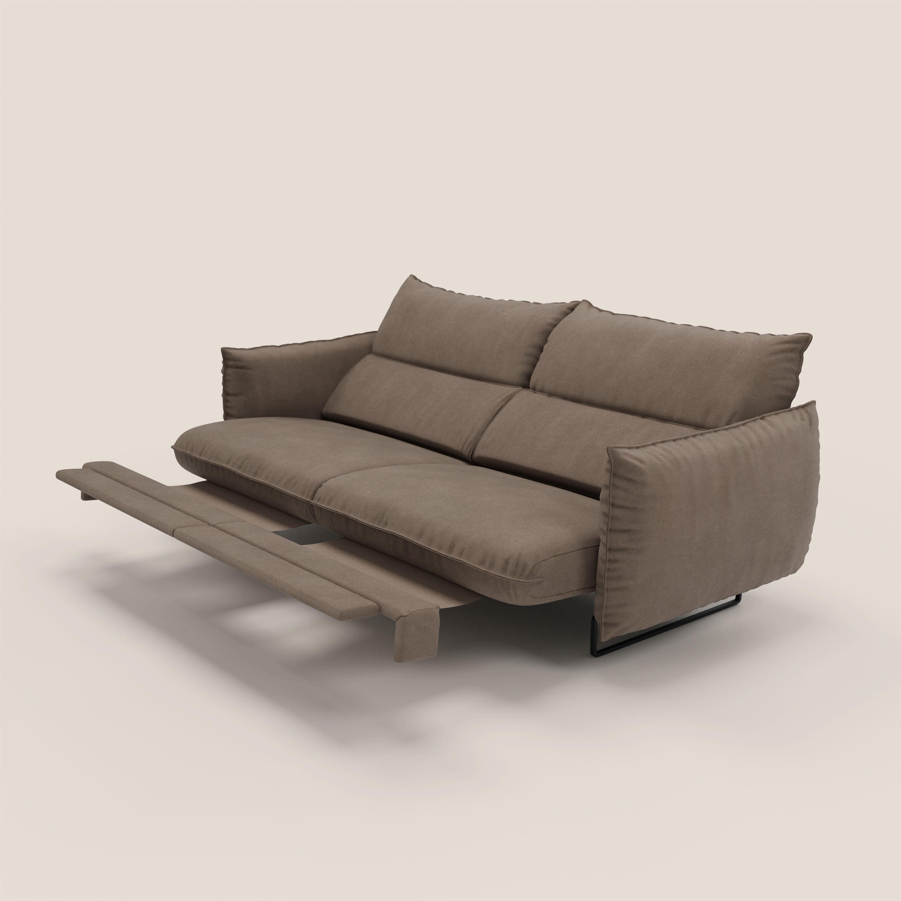 Monamour Divano dal design moderno con opzione relax elettrico in microfibra smacchiabile impermeabile T11 marrone - divani.store