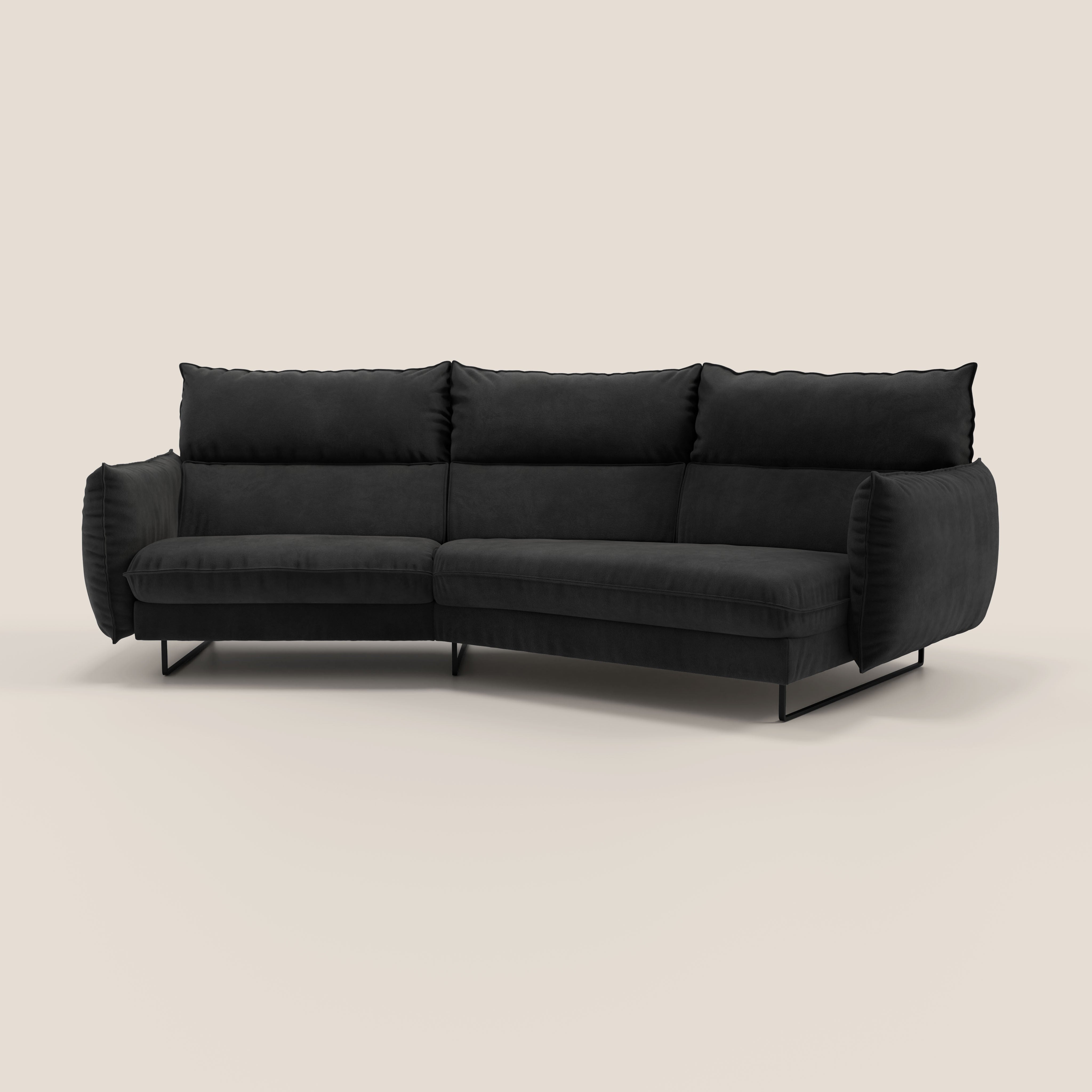 Monamour divano moderno angolare con opzione relax elettrico in microfibra smacchiabile impermeabile T11 nero - divani.store
