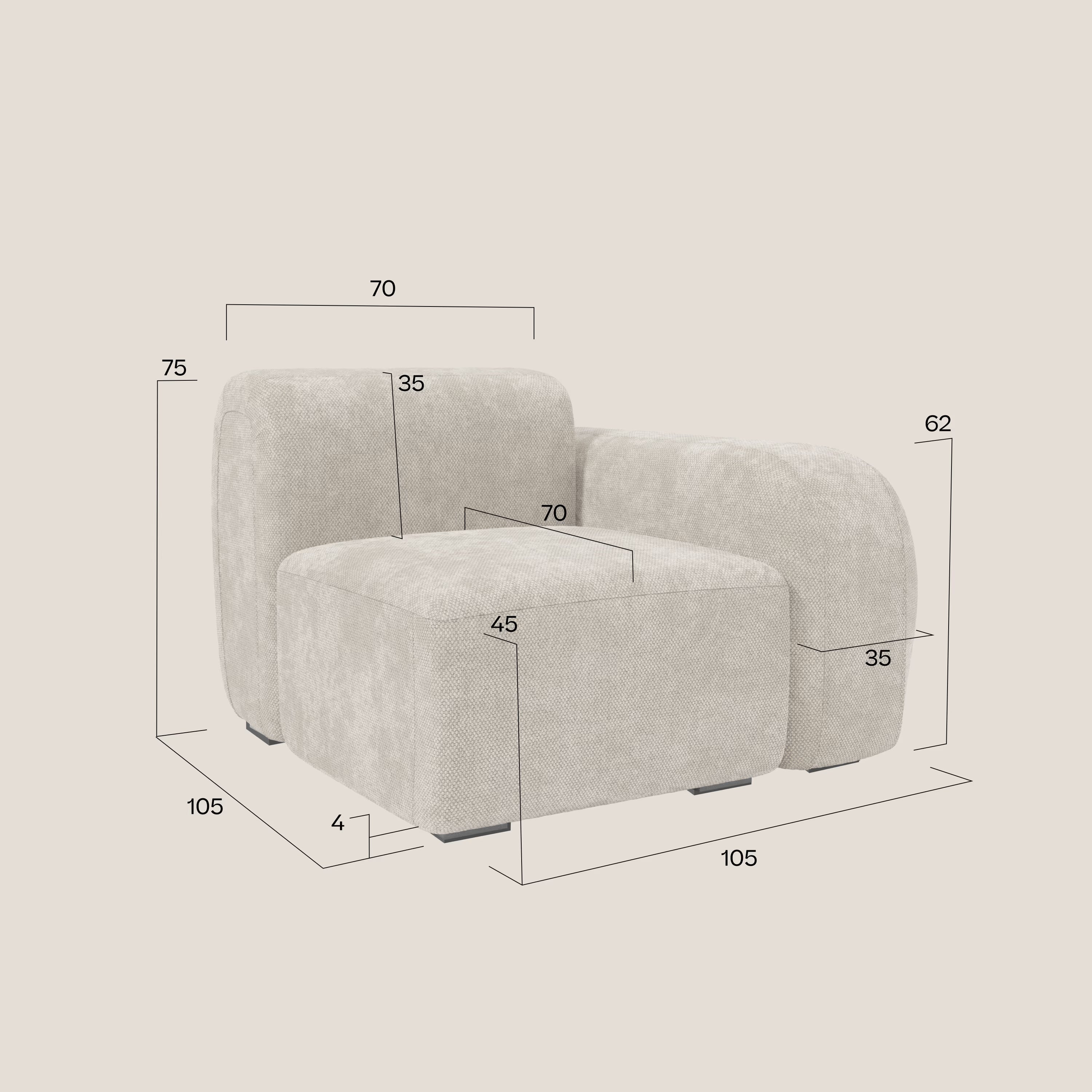 BonBon modulo terminale 105 cm sinistro o destro - tessuto smacchiabile T23 bordeaux