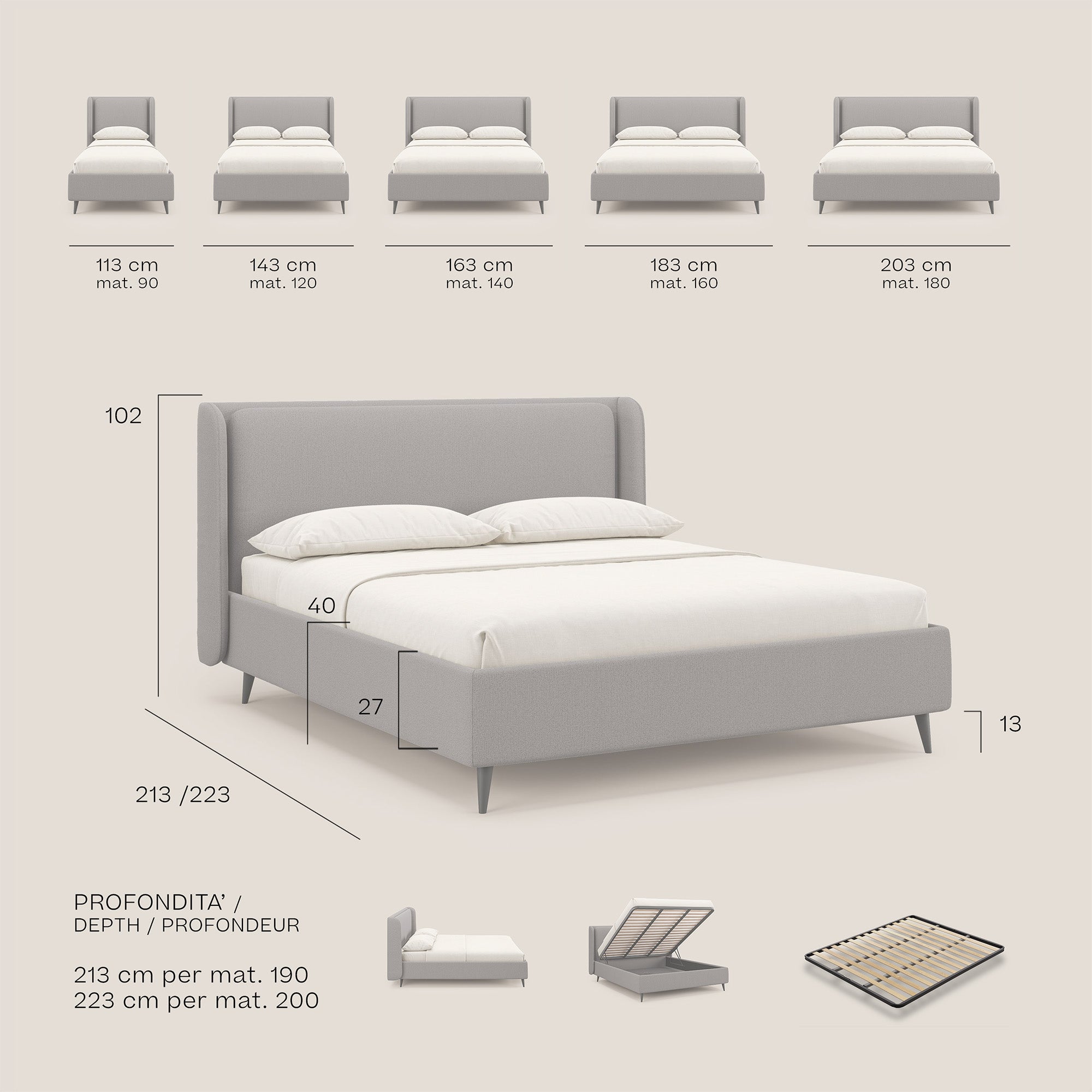 HOT Letto Contenitore Con Piedini Alti Letto Contenitore Con