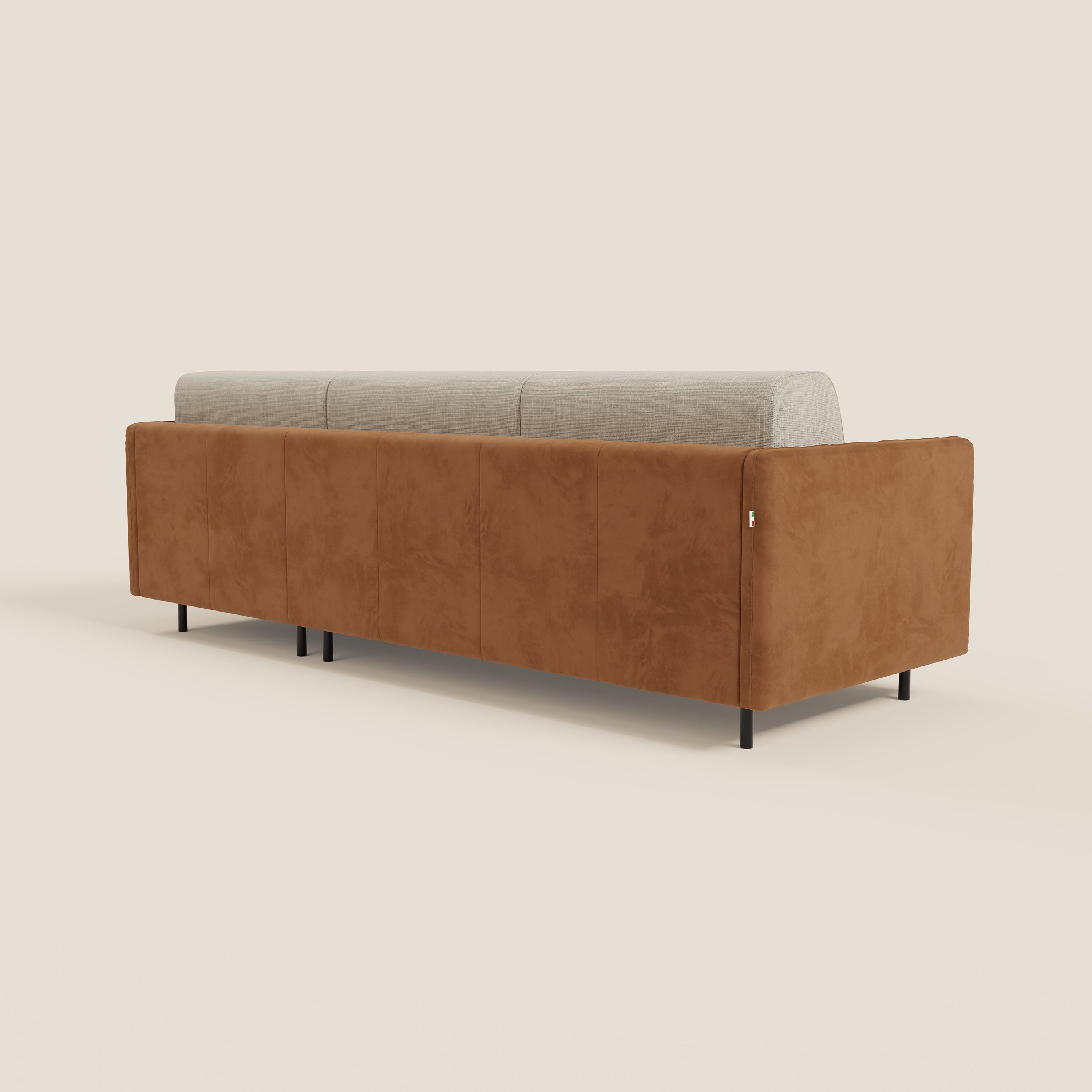 Narciso divano letto angolare con materasso alto 18 cm e penisola contenitore in tessuto bicolore impermeabile T11 e T06 - divani.store