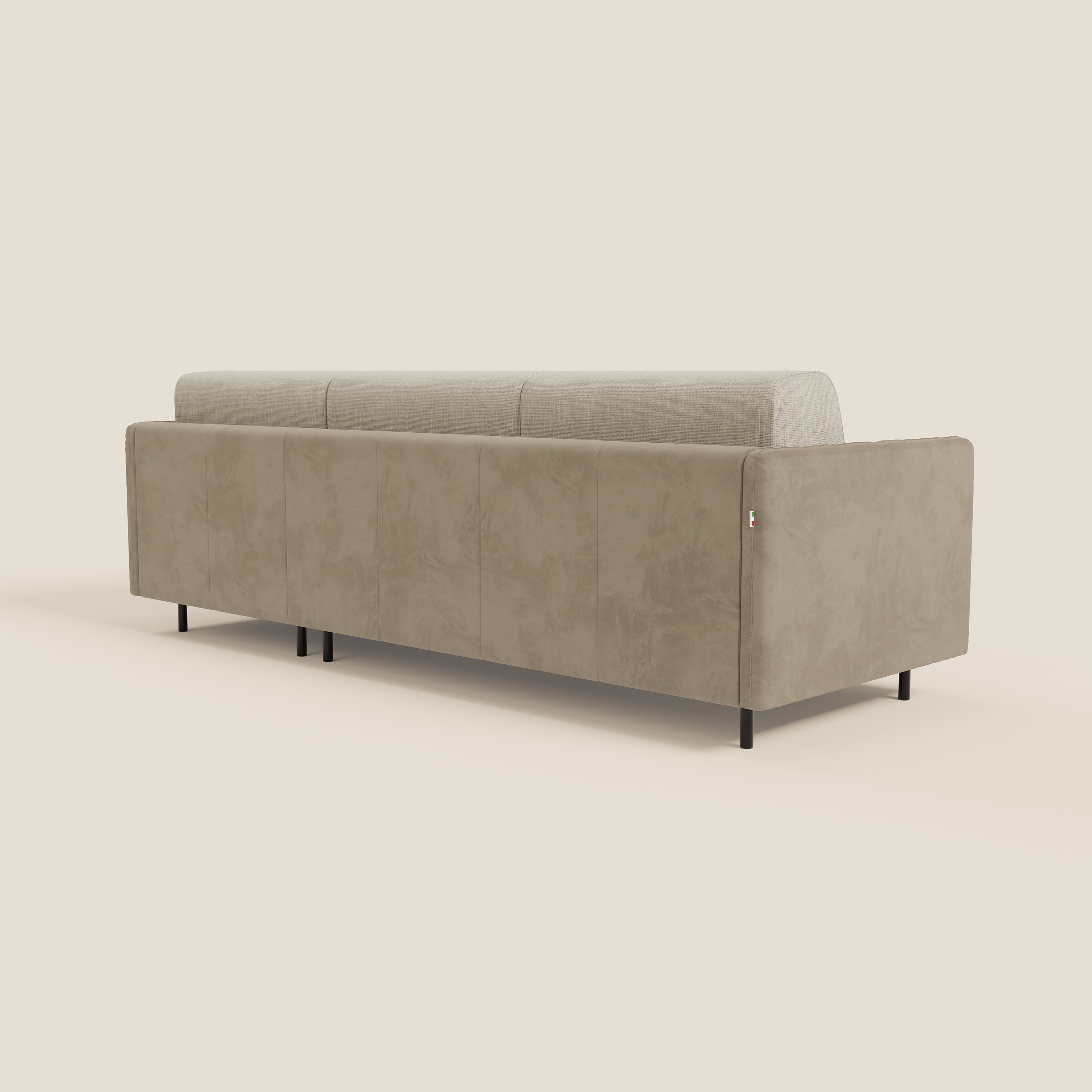 Narciso divano letto angolare con materasso alto 18 cm e penisola contenitore in tessuto bicolore impermeabile T11 e T06 - divani.store