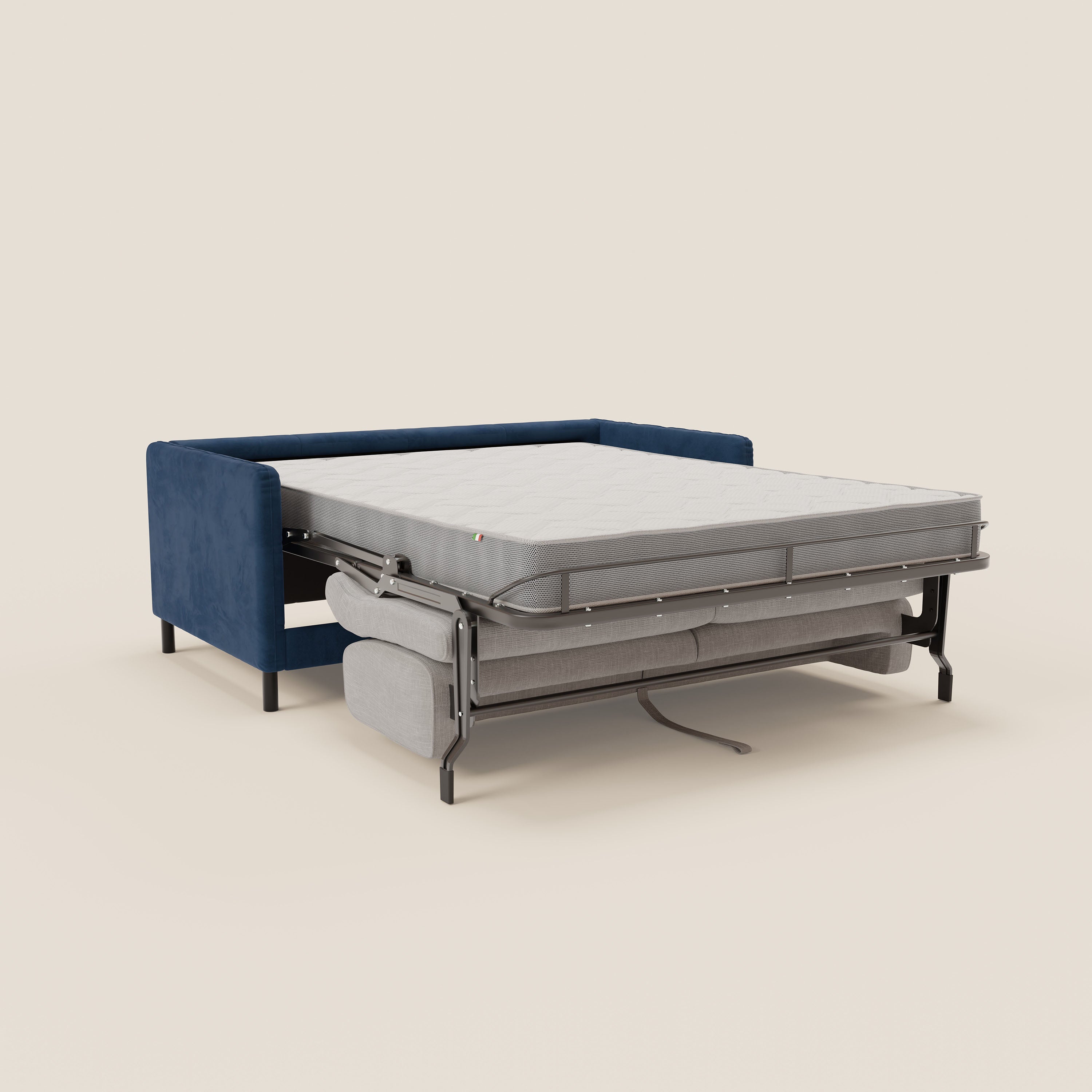 Narciso divano letto desing con materasso H18 cm bicolore con struttura in microfibra smacchiabile e imbottiture in elegante tessuto impermeabile T06 - divani.store