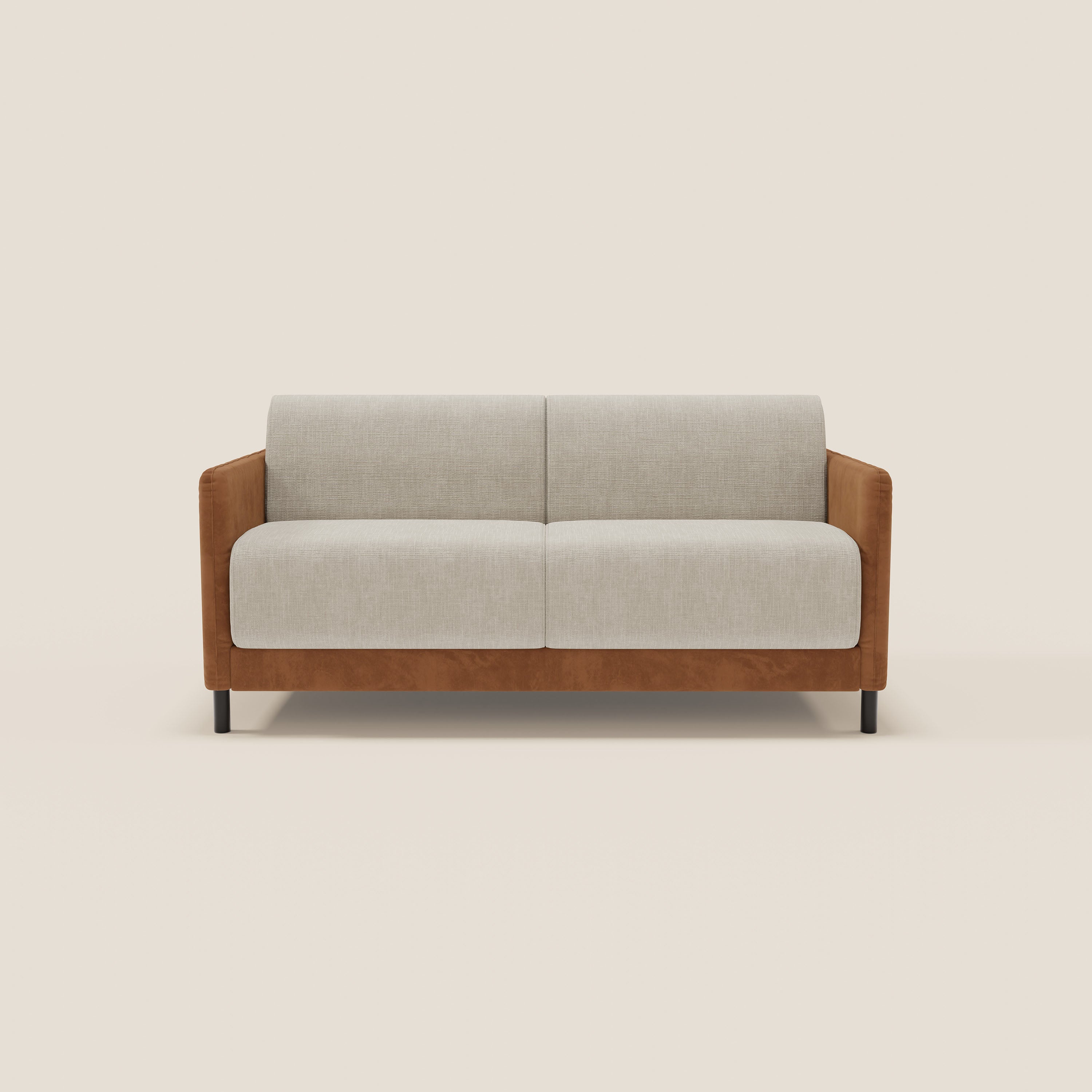 Schlafsofa mit H18 cm Matratze Lederfarben - Creme