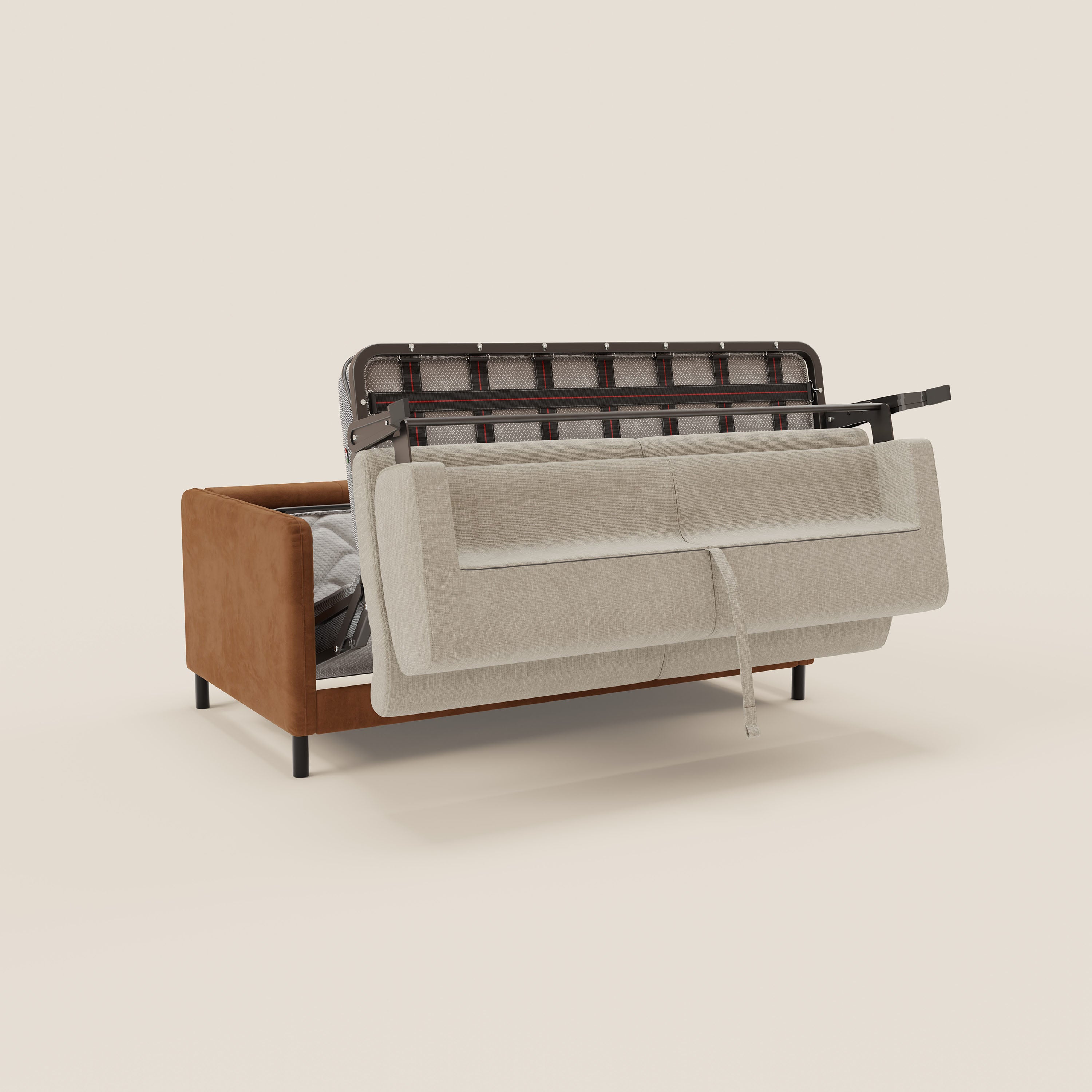 Narciso divano letto desing con materasso H18 cm bicolore con struttura in microfibra smacchiabile e imbottiture in elegante tessuto impermeabile T06 - divani.store