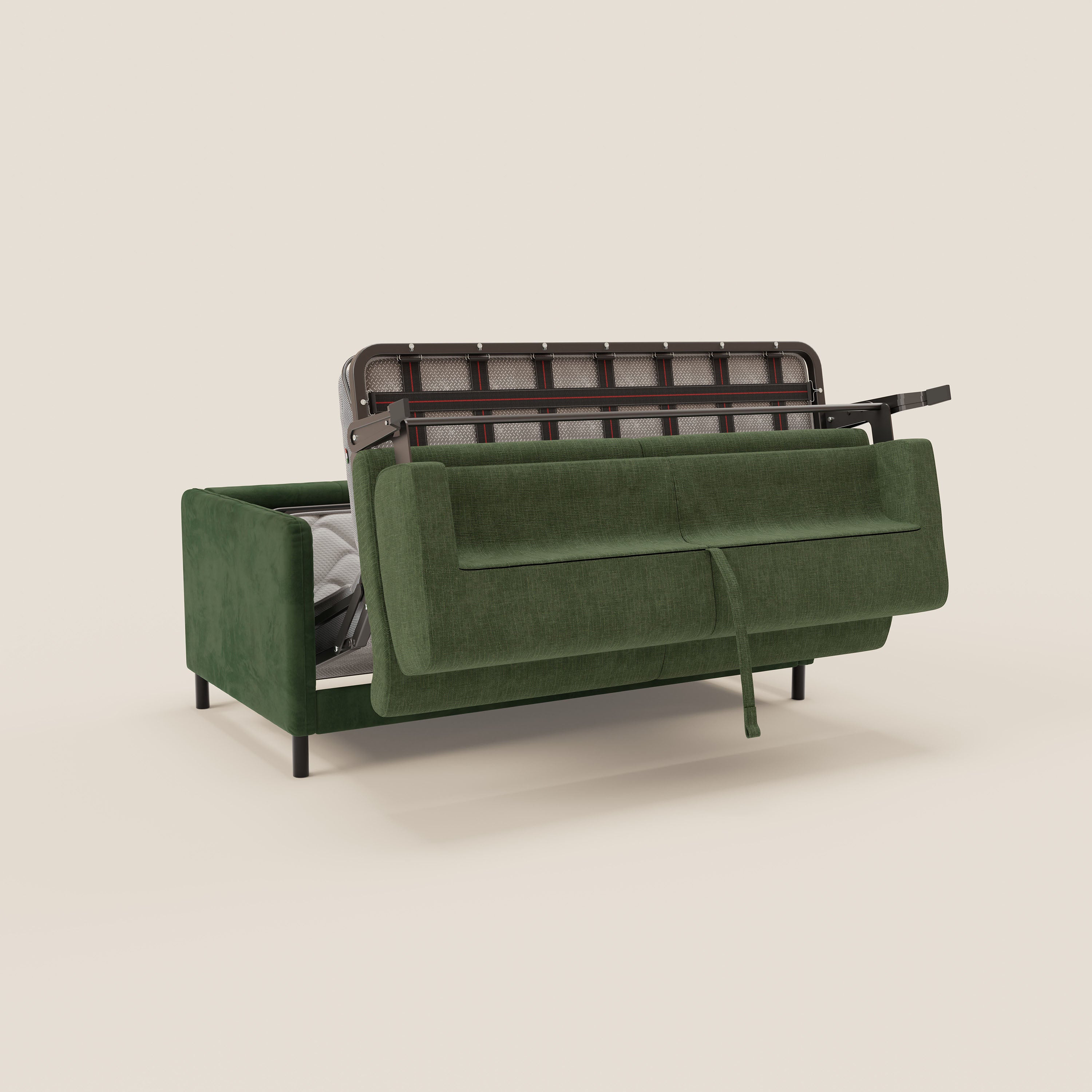 Narciso divano letto desing con materasso H18 cm bicolore con struttura in microfibra smacchiabile e imbottiture in elegante tessuto impermeabile T06 - divani.store