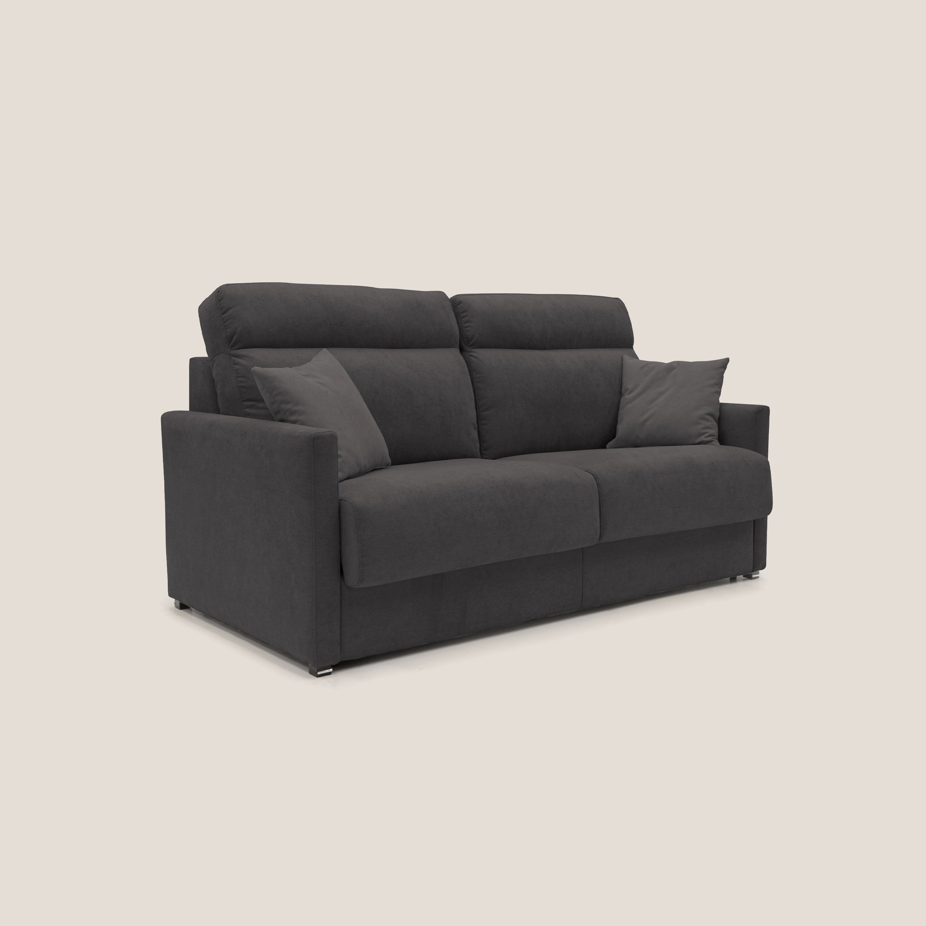 Margot Divano letto matrimoniale con schienale morbido alto in tessuto T02 nero - divani.store