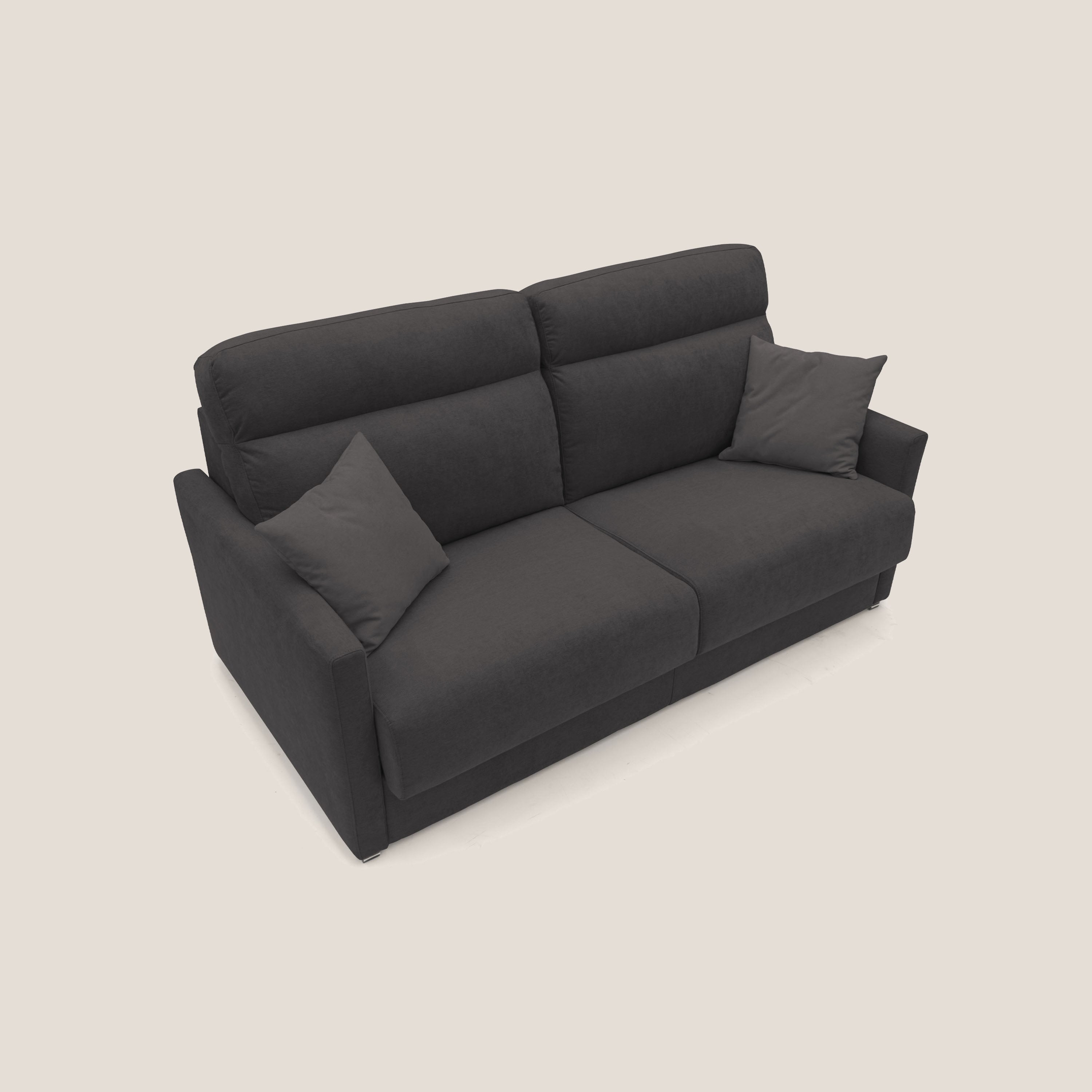 Margot Divano letto matrimoniale con schienale morbido alto in tessuto T02 nero - divani.store