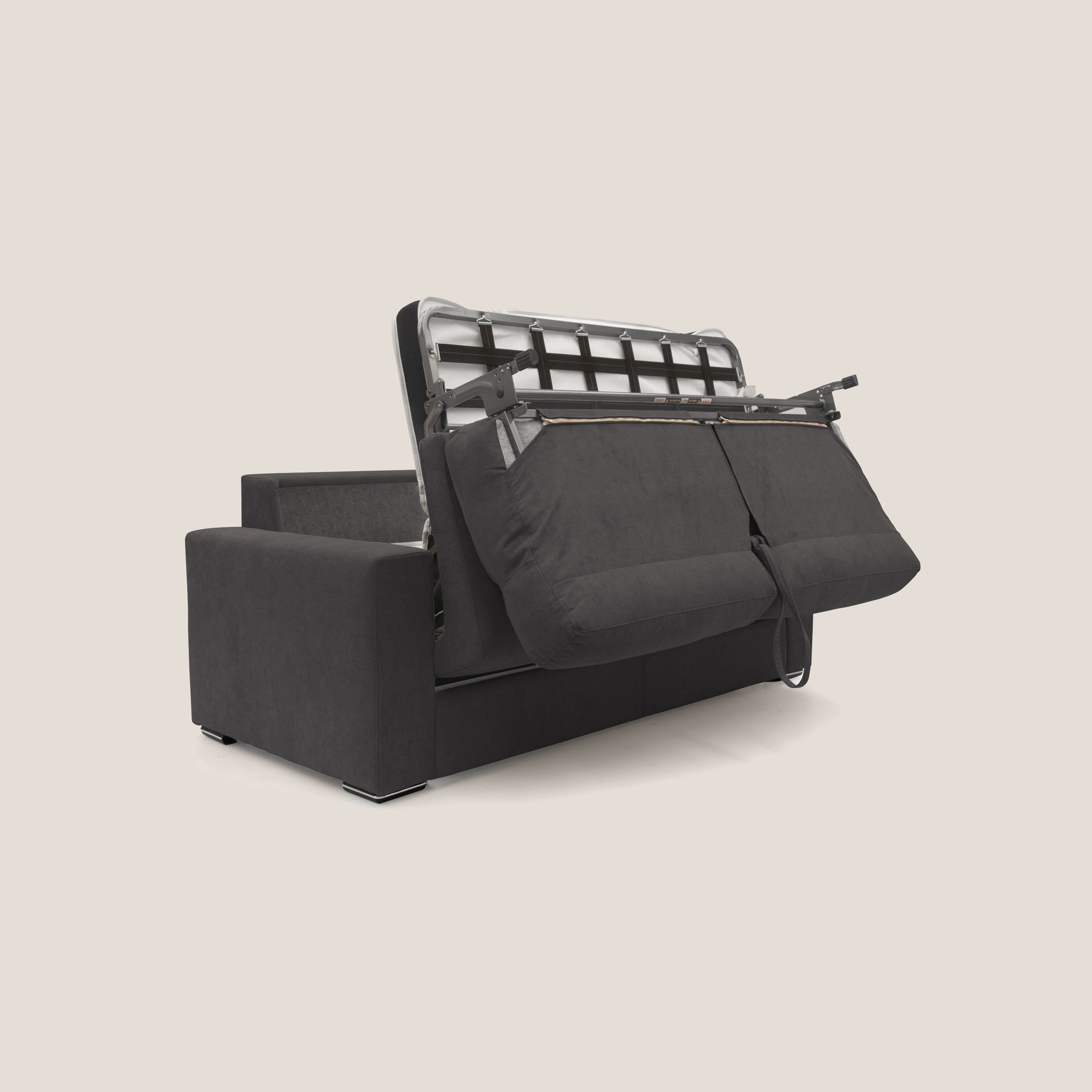 Nikita Divano letto matrimoniale con schienale morbido alto e rivestimento T02 nero - divani.store