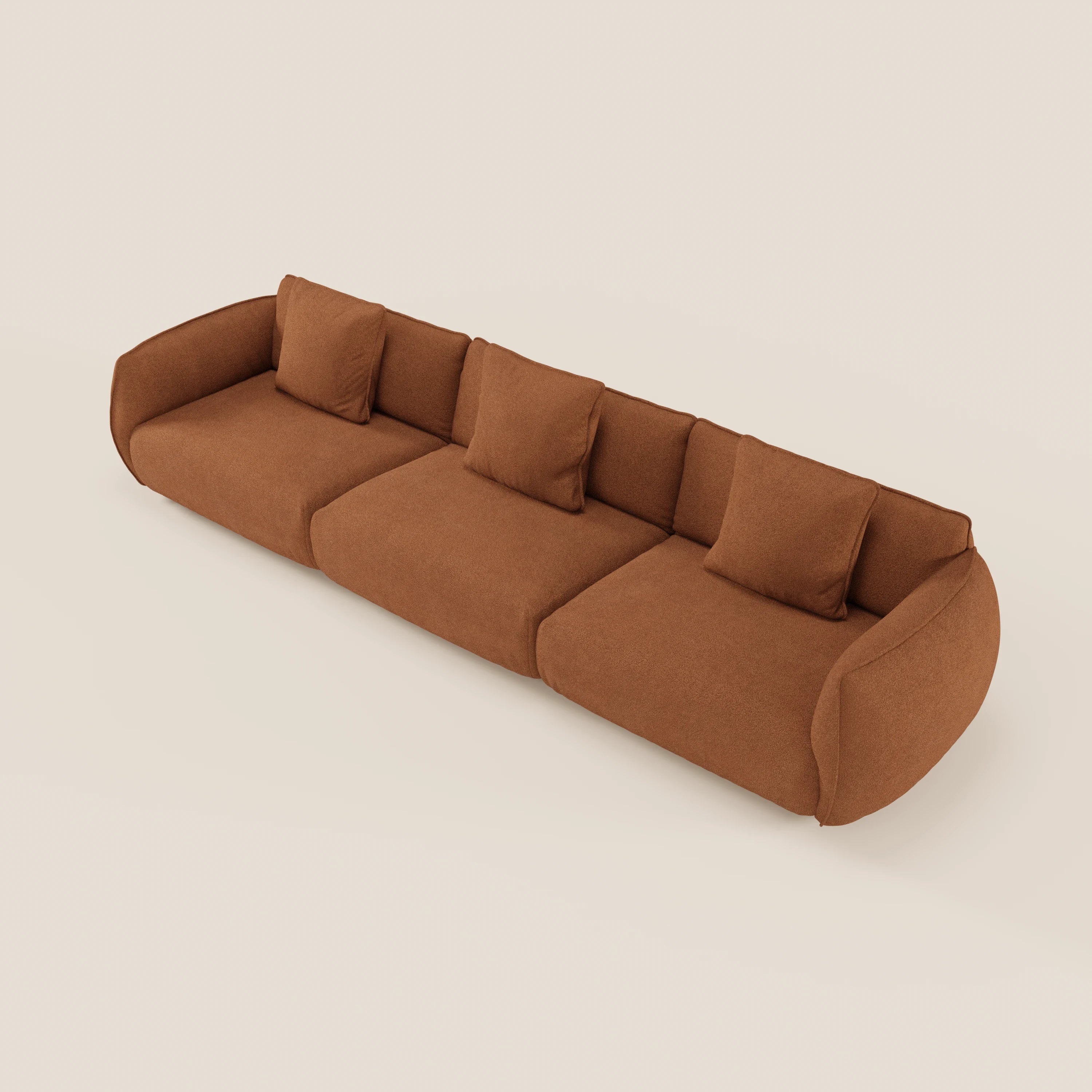 Nimbus divano lineare modulare a 3 sedute componibile in morbido tessuto T33 - divani.store