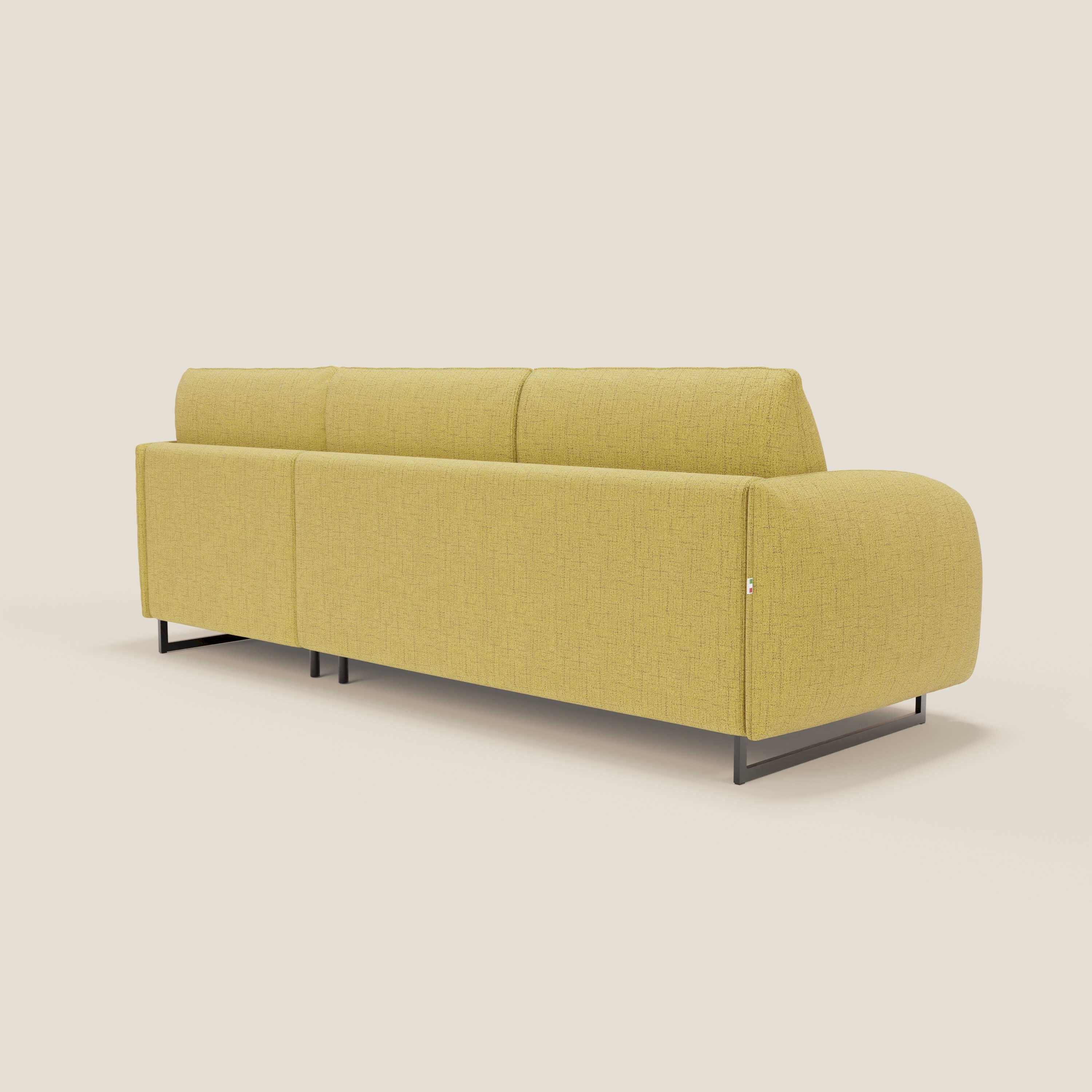 Ninfea Divano Letto Angolare con Penisola Contenitore e Materasso H18 cm - piedini in metallo e Tessuto impermeabile T03 - divani.store