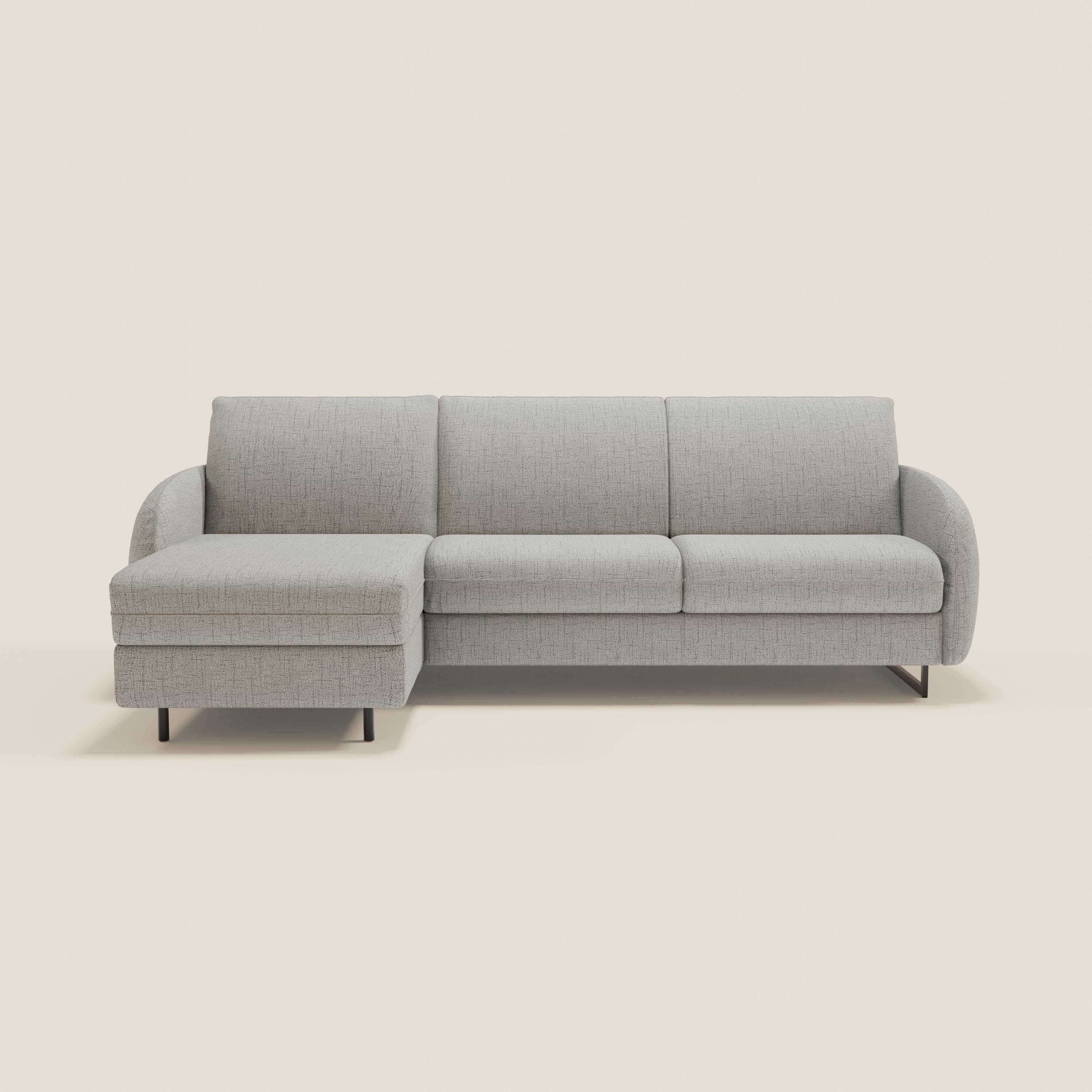 Ninfea Divano Letto Angolare con Penisola Contenitore e Materasso H18 cm - piedini in metallo e Tessuto impermeabile T03 - divani.store