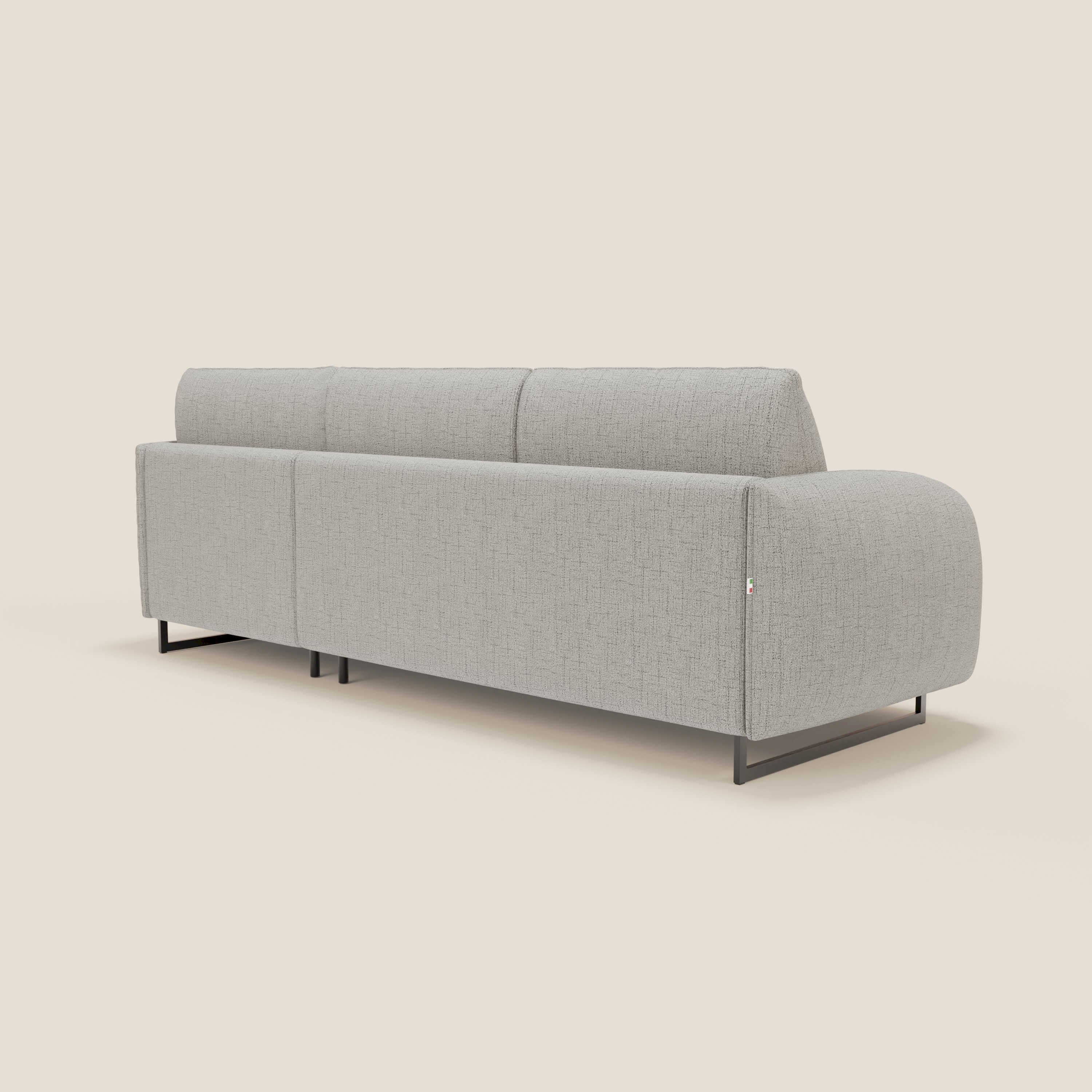 Ninfea Divano Letto Angolare con Penisola Contenitore e Materasso H18 cm - piedini in metallo e Tessuto impermeabile T03 - divani.store