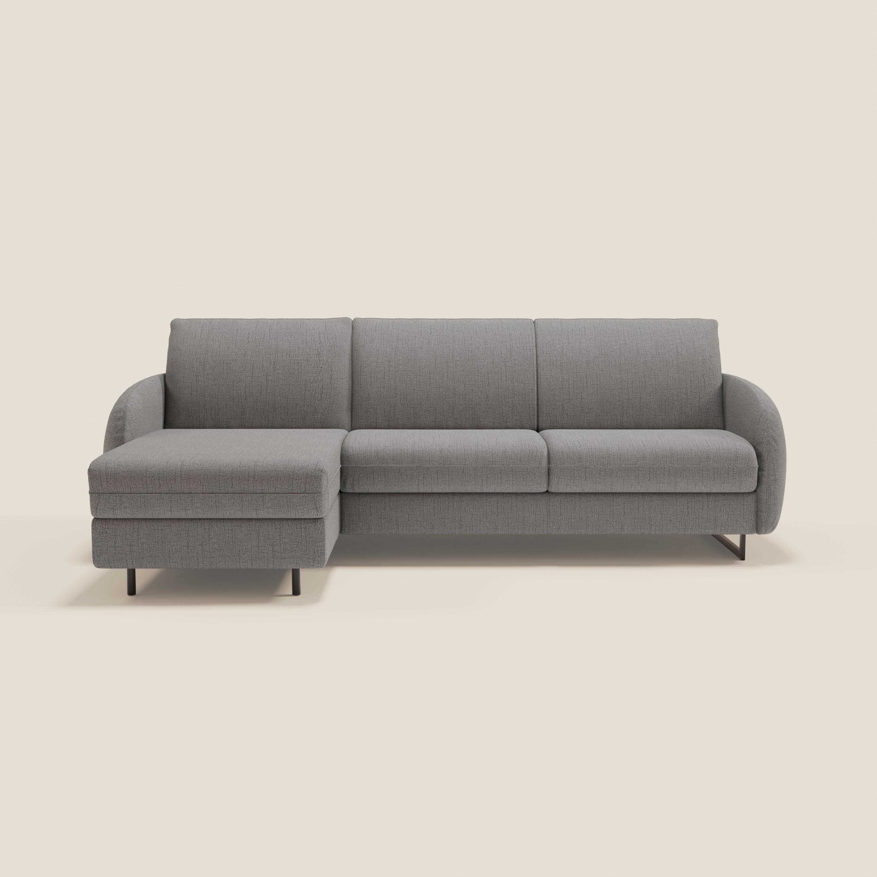 Ninfea Divano Letto Angolare con Penisola Contenitore e Materasso H18 cm - piedini in metallo e Tessuto impermeabile T03 - divani.store