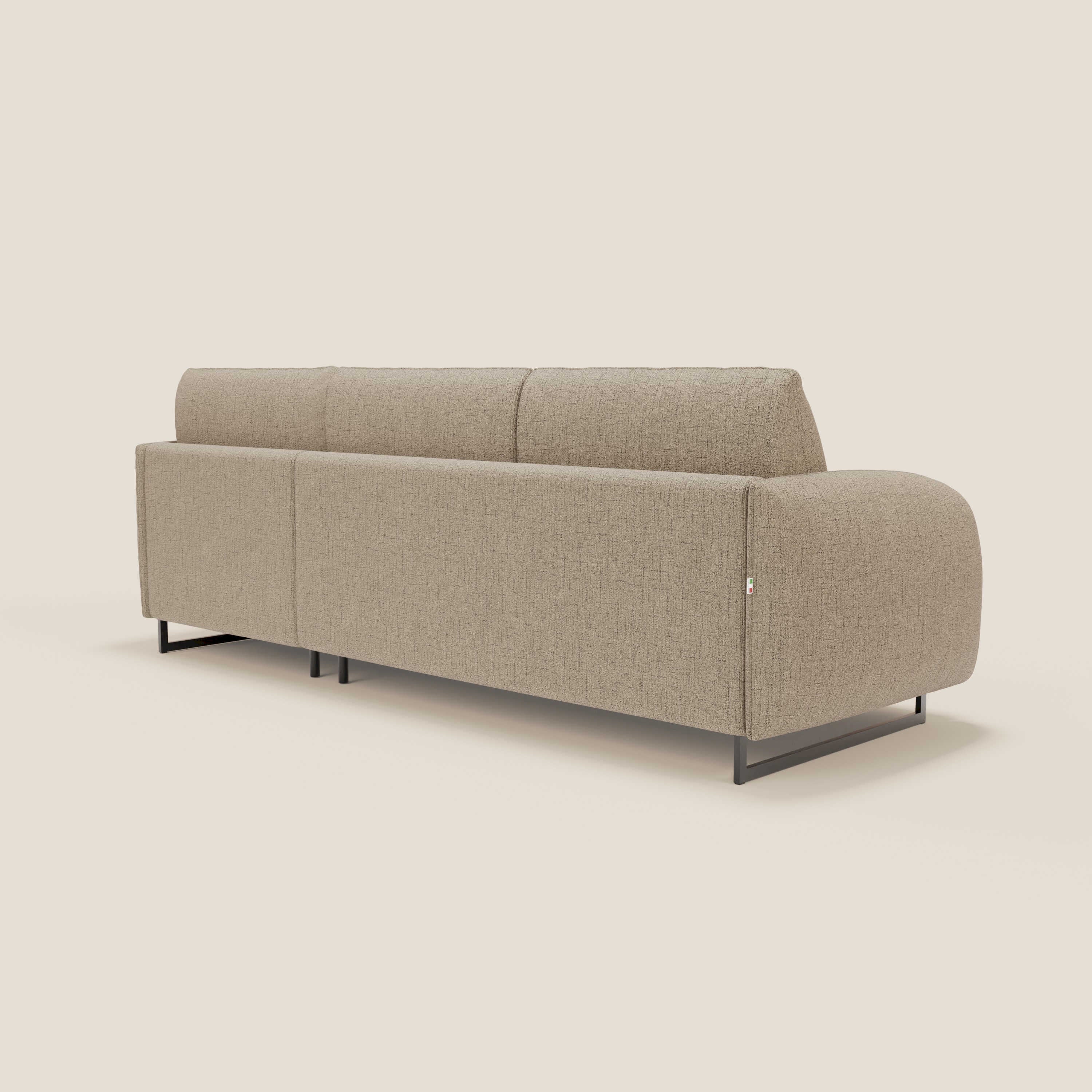 Ninfea Divano Letto Angolare con Penisola Contenitore e Materasso H18 cm - piedini in metallo e Tessuto impermeabile T03 - divani.store