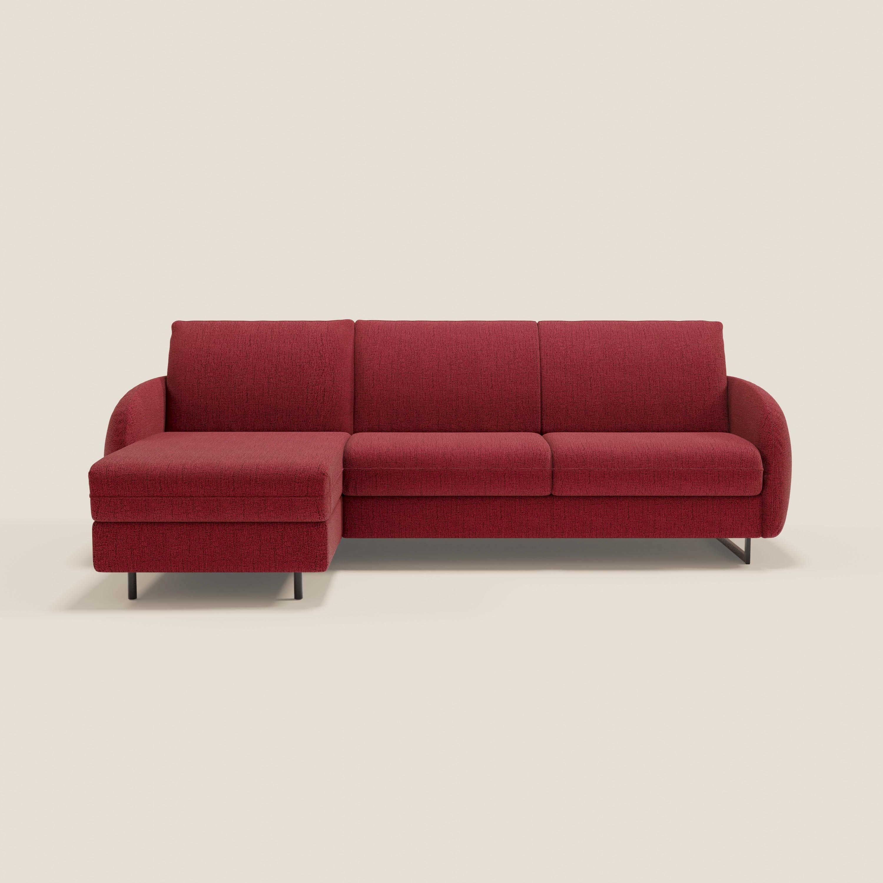 Ninfea Divano Letto Angolare con Penisola Contenitore e Materasso H18 cm - piedini in metallo e Tessuto impermeabile T03 - divani.store