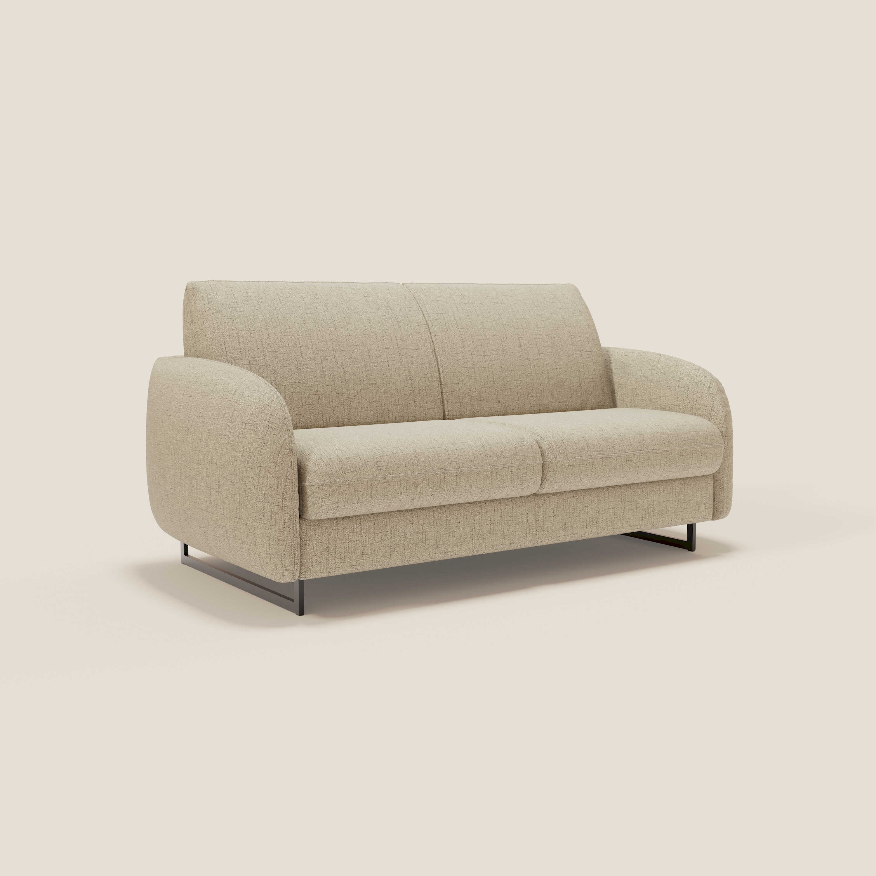 Ninfea divano letto Design Morbido con Piedini alti in Metallo e Materasso H18 cm in tessuto impermeabile T03 - divani.store