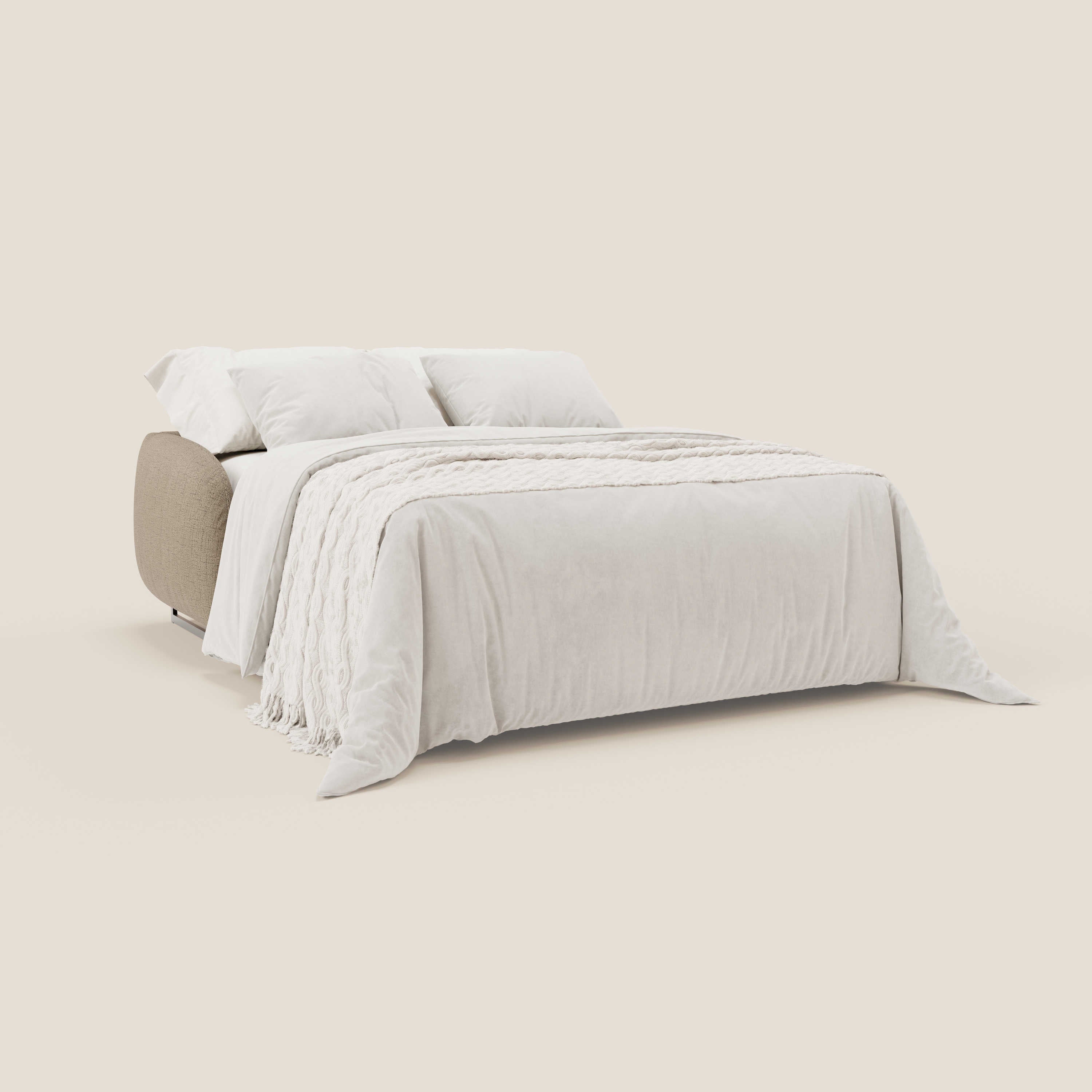 Ninfea divano letto Design Morbido con Piedini alti in Metallo e Materasso H18 cm in tessuto impermeabile T03 - divani.store