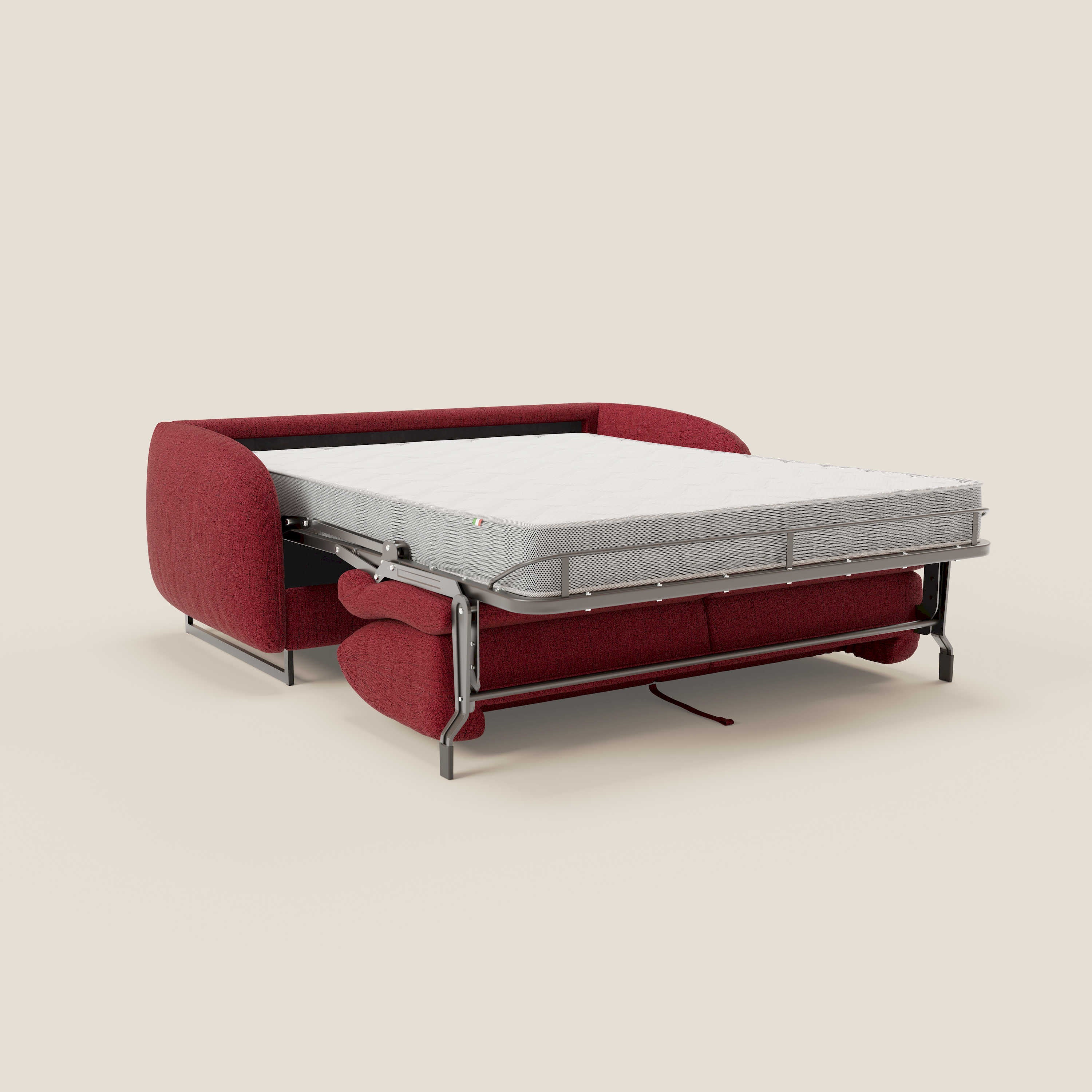 Ninfea divano letto Design Morbido con Piedini alti in Metallo e Materasso H18 cm in tessuto impermeabile T03 - divani.store