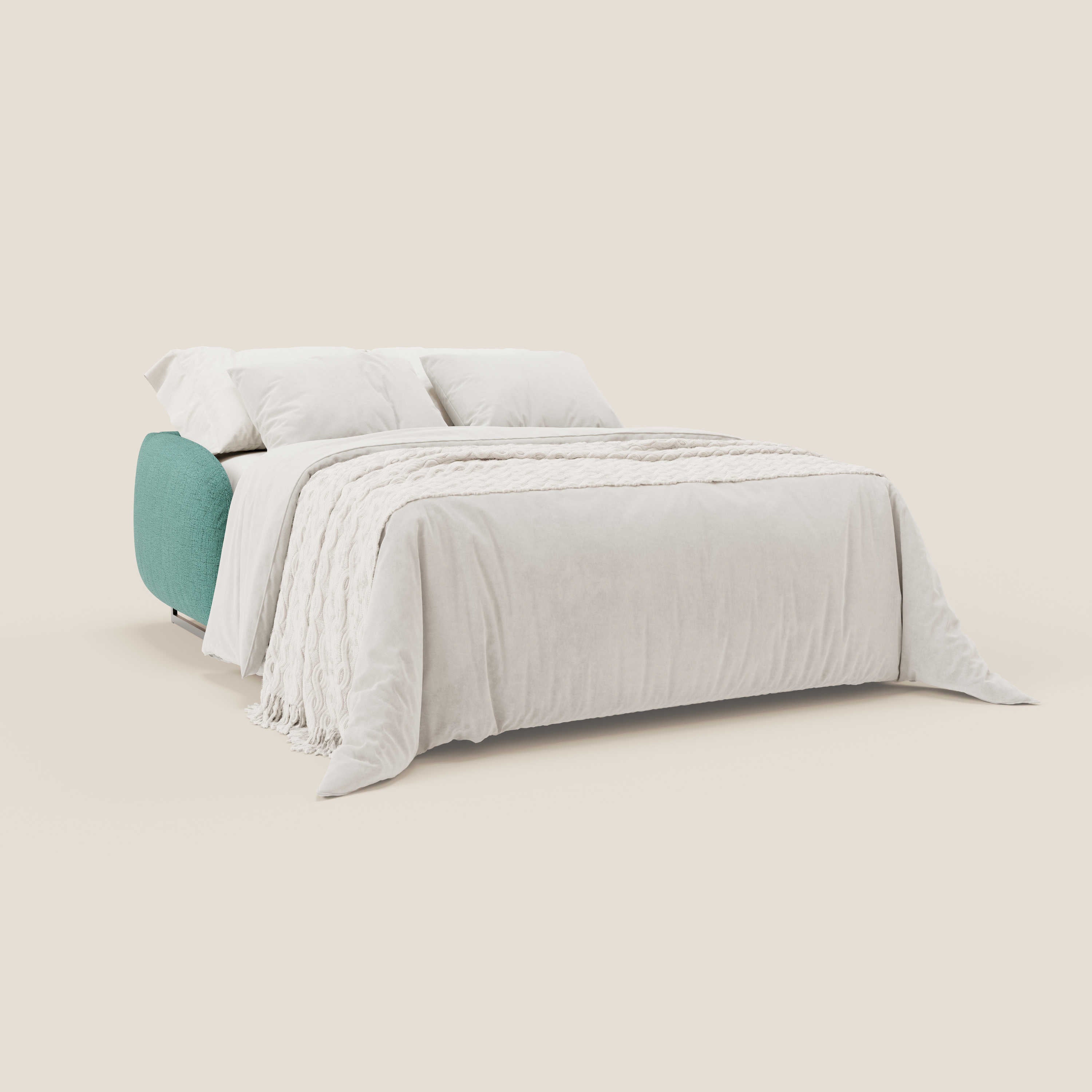 Ninfea divano letto Design Morbido con Piedini alti in Metallo e Materasso H18 cm in tessuto impermeabile T03 - divani.store