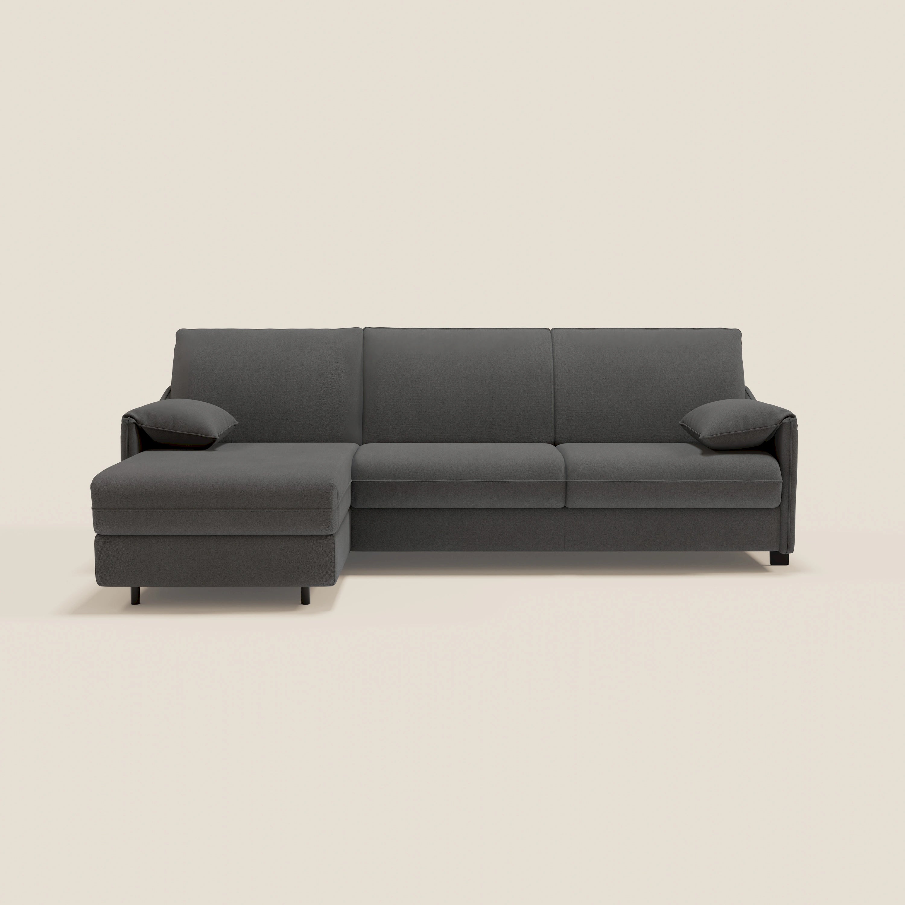 Primula divano letto angolare con materasso H18 cm - penisola contenitore in tessuto smacchiabile T05 - divani.store