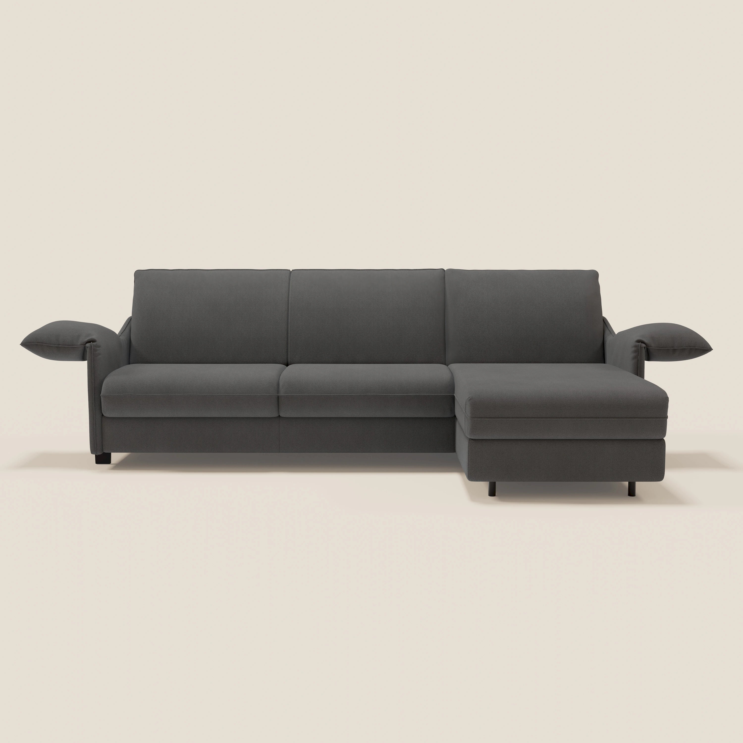 Primula divano letto angolare con materasso H18 cm - penisola contenitore in tessuto smacchiabile T05 - divani.store