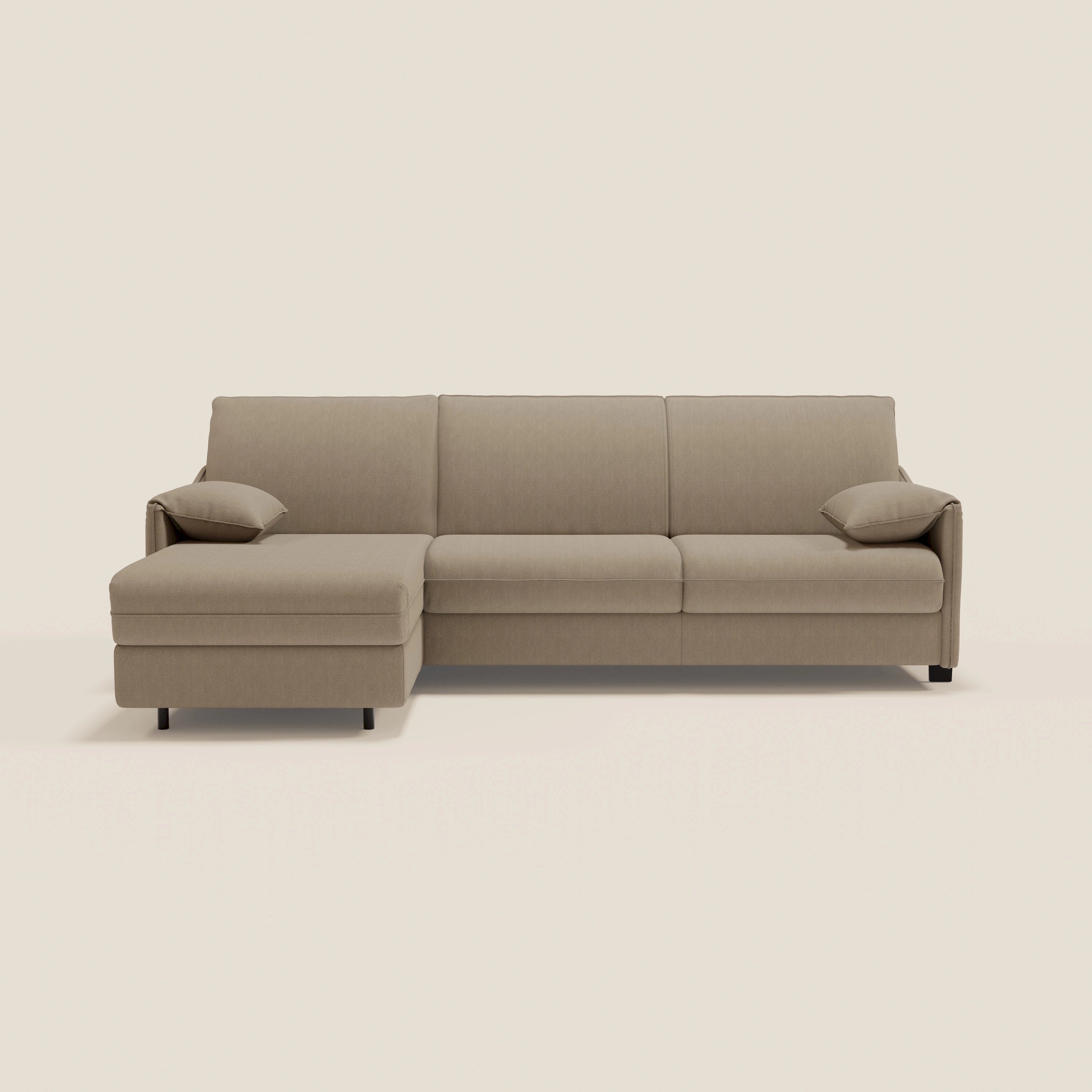Primula divano letto angolare con materasso H18 cm - penisola contenitore in tessuto smacchiabile T05 - divani.store