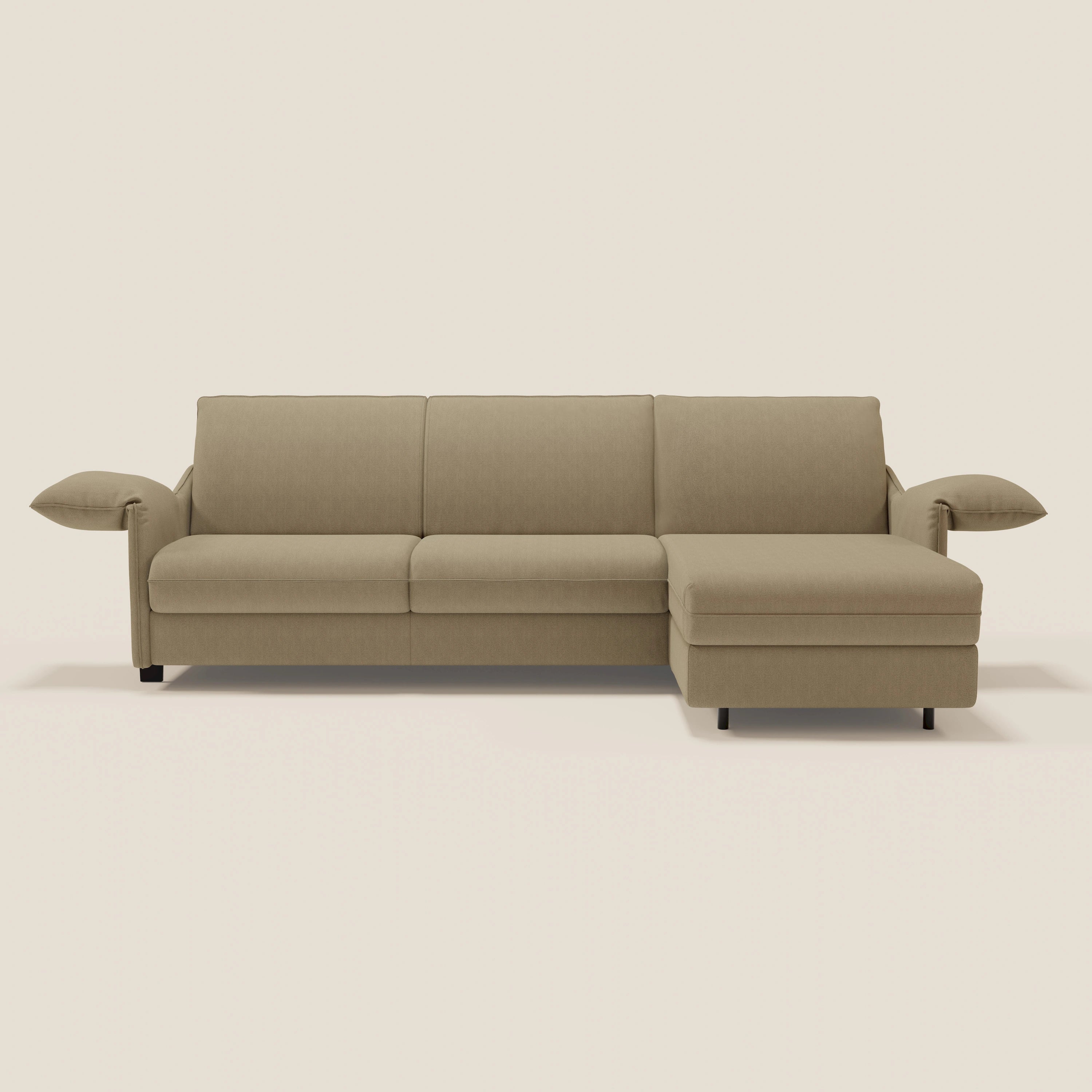 Primula divano letto angolare con materasso H18 cm - penisola contenitore in tessuto smacchiabile T05 - divani.store