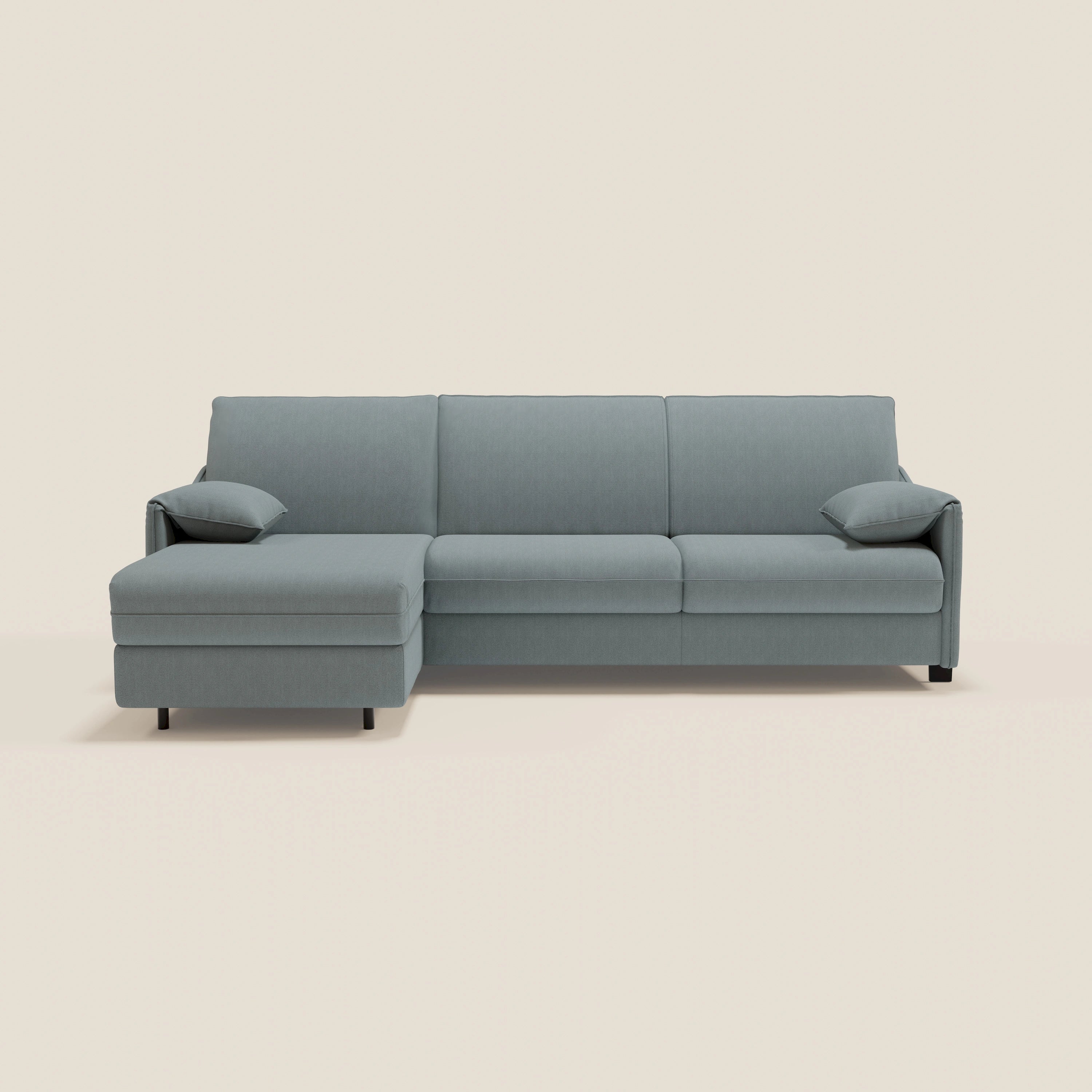 Primula divano letto angolare con materasso H18 cm - penisola contenitore in tessuto smacchiabile T05 - divani.store