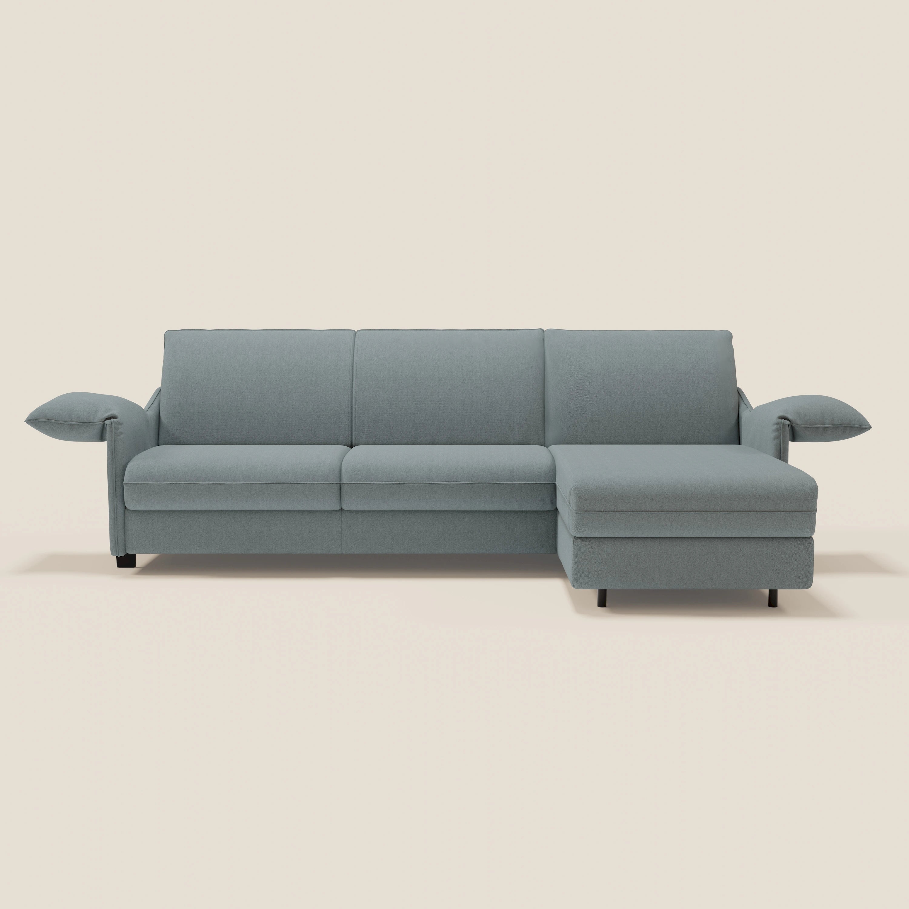 Primula divano letto angolare con materasso H18 cm - penisola contenitore in tessuto smacchiabile T05 - divani.store