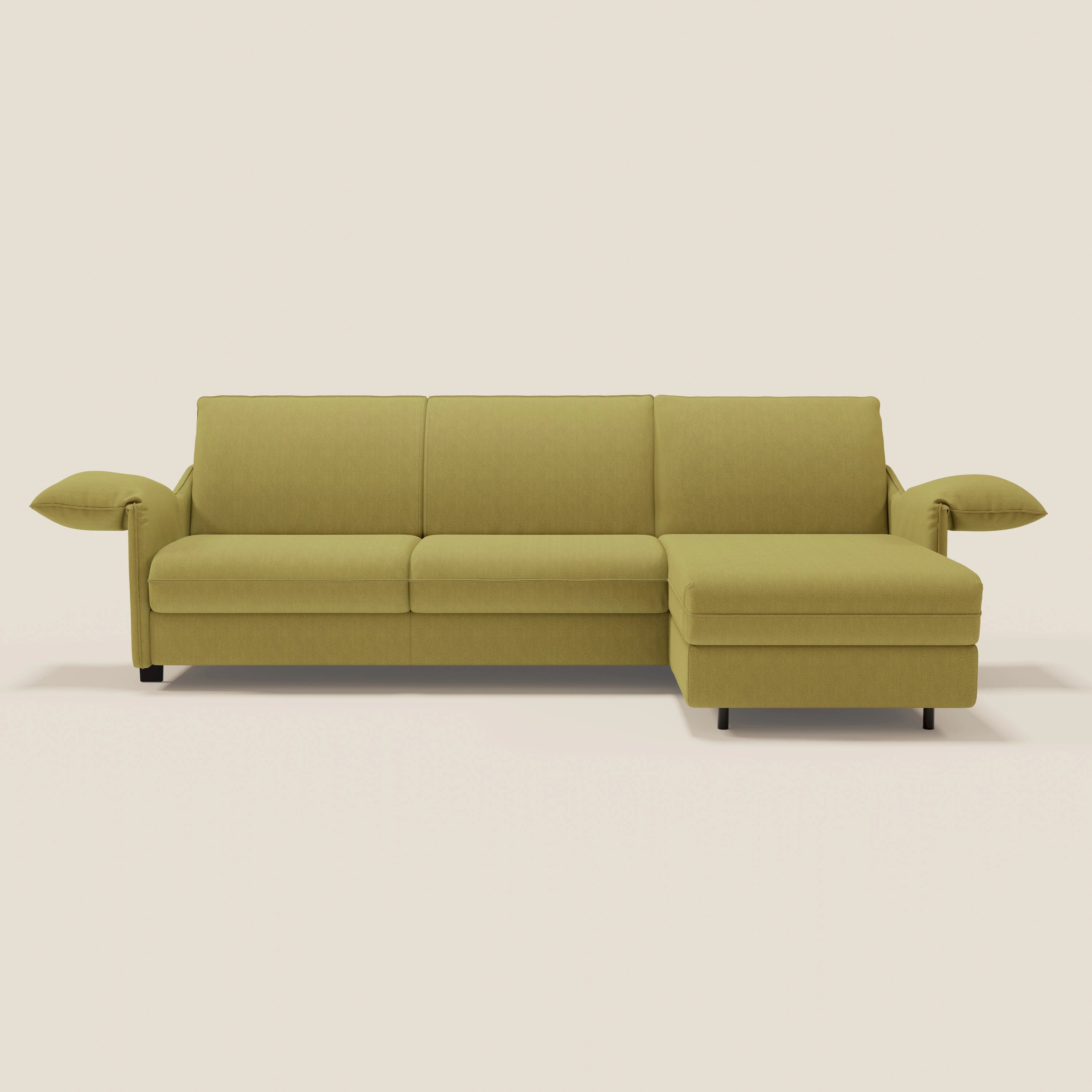 Primula divano letto angolare con materasso H18 cm - penisola contenitore in tessuto smacchiabile T05 - divani.store