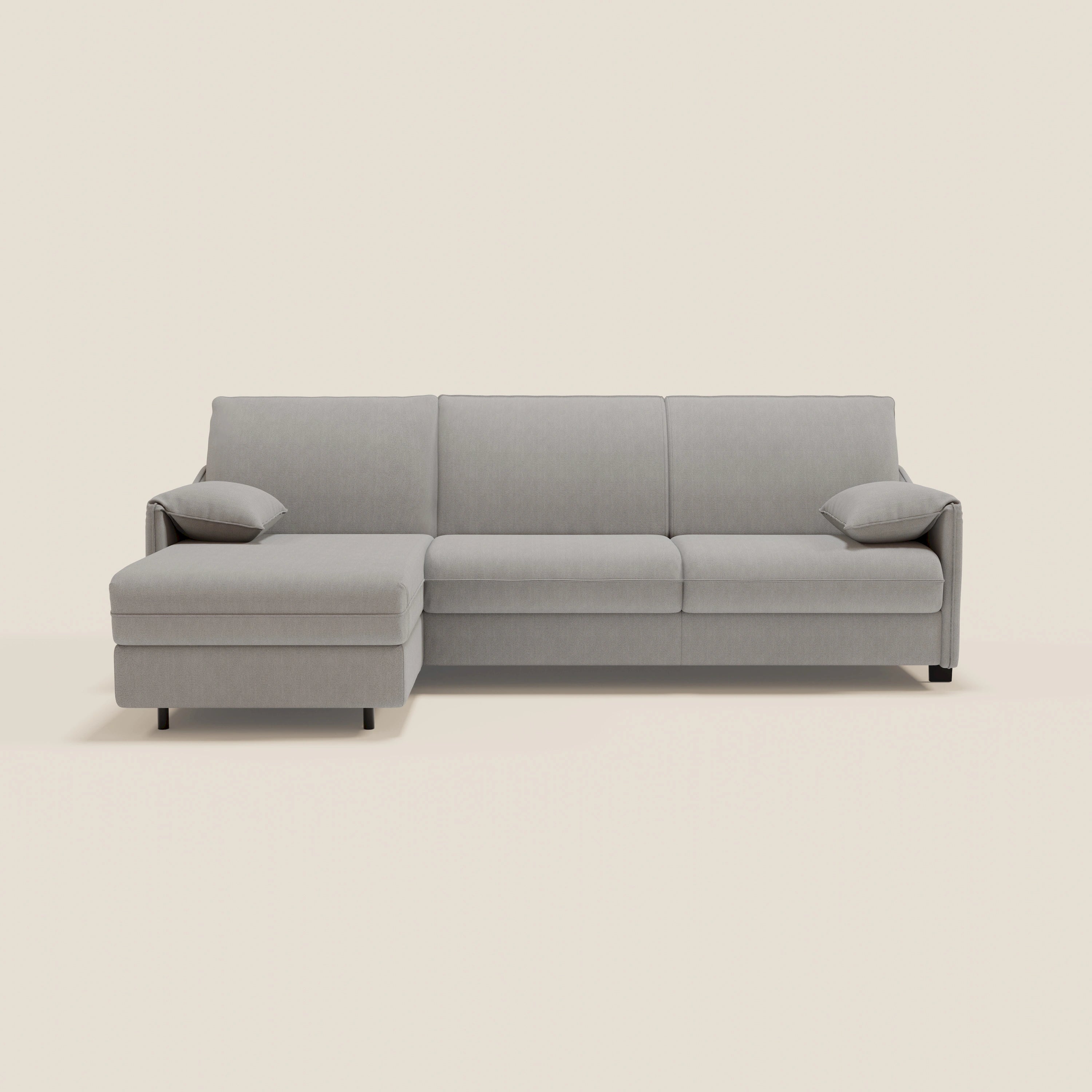 Primula divano letto angolare con materasso H18 cm - penisola contenitore in tessuto smacchiabile T05 - divani.store