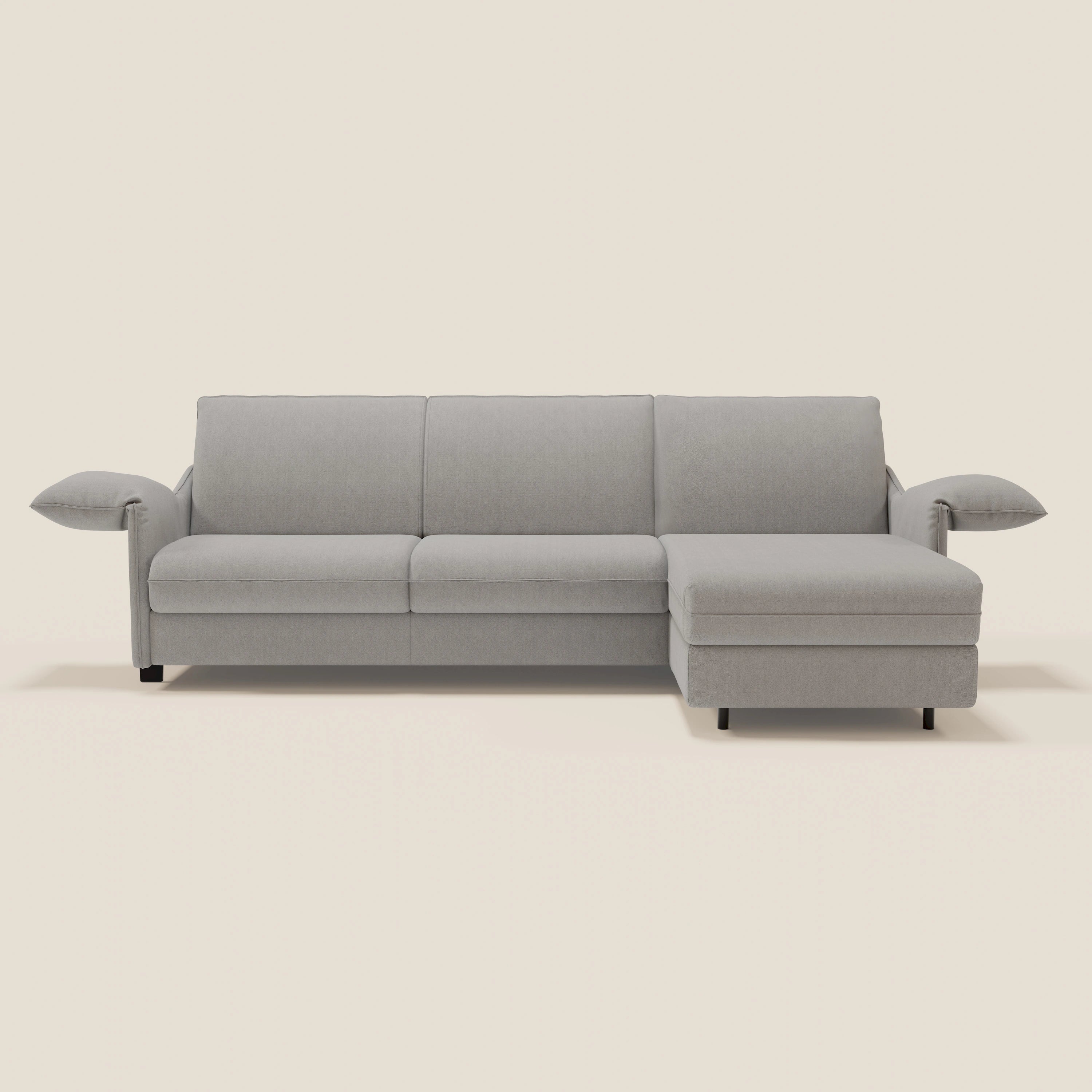 Primula divano letto angolare con materasso H18 cm - penisola contenitore in tessuto smacchiabile T05 - divani.store
