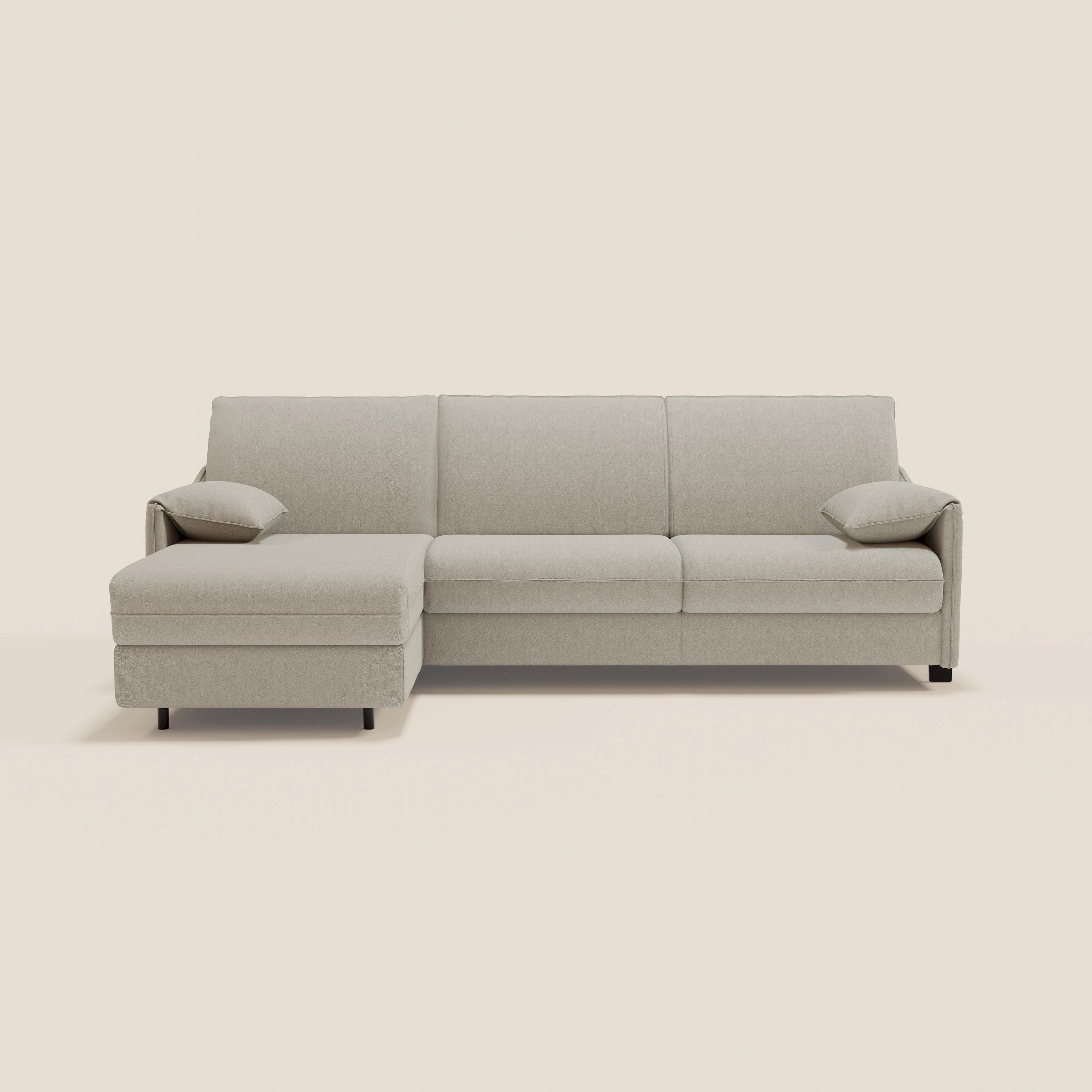 Primula divano letto angolare con materasso H18 cm - penisola contenitore in tessuto smacchiabile T05 - divani.store