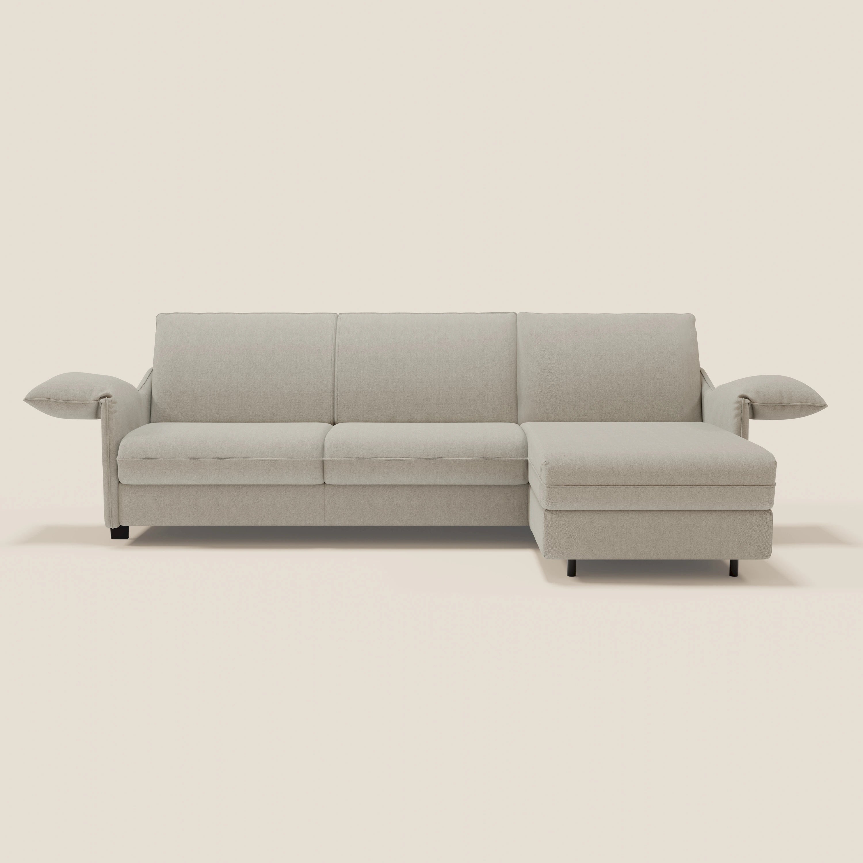 Primula divano letto angolare con materasso H18 cm - penisola contenitore in tessuto smacchiabile T05 - divani.store