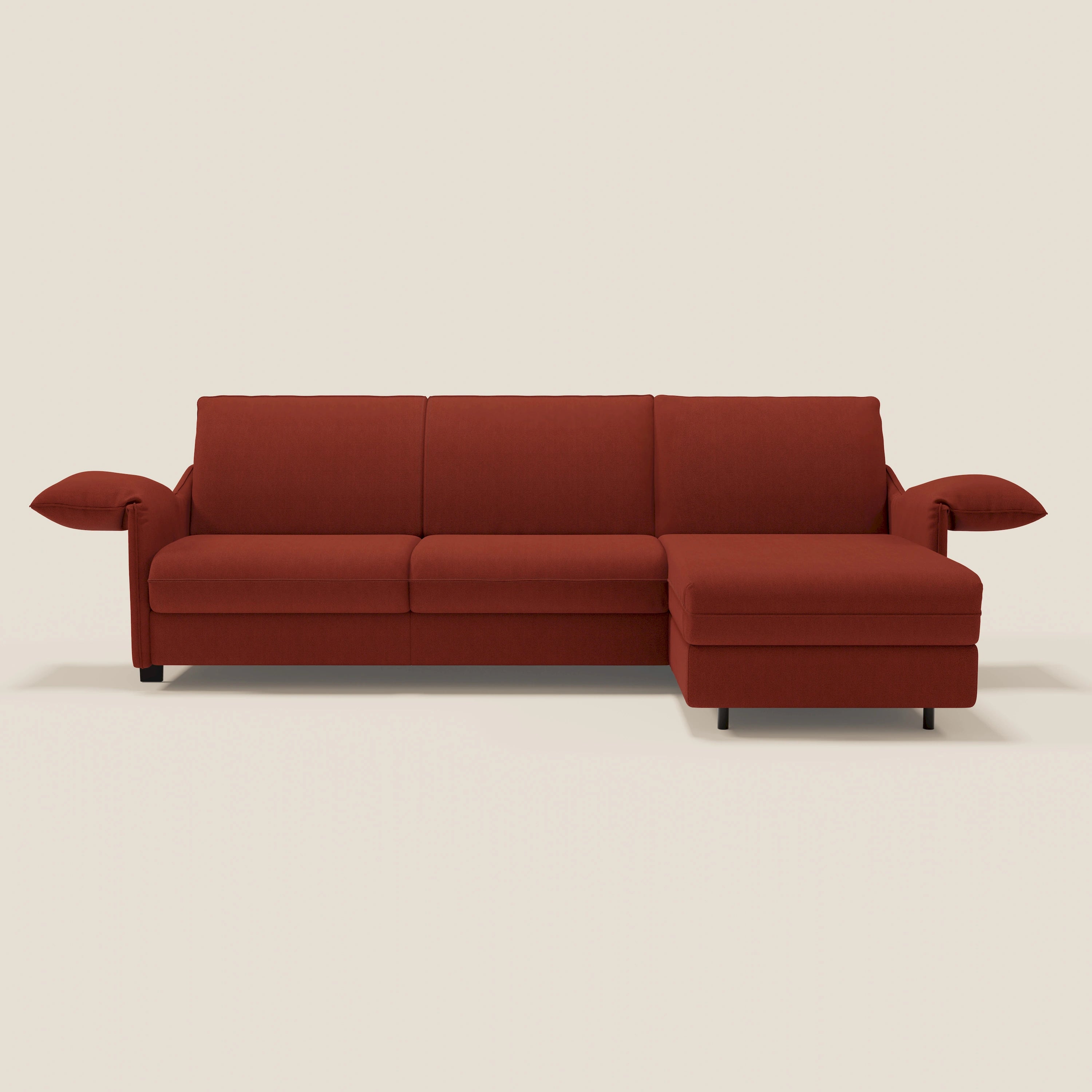 Primula divano letto angolare con materasso H18 cm - penisola contenitore in tessuto smacchiabile T05 - divani.store