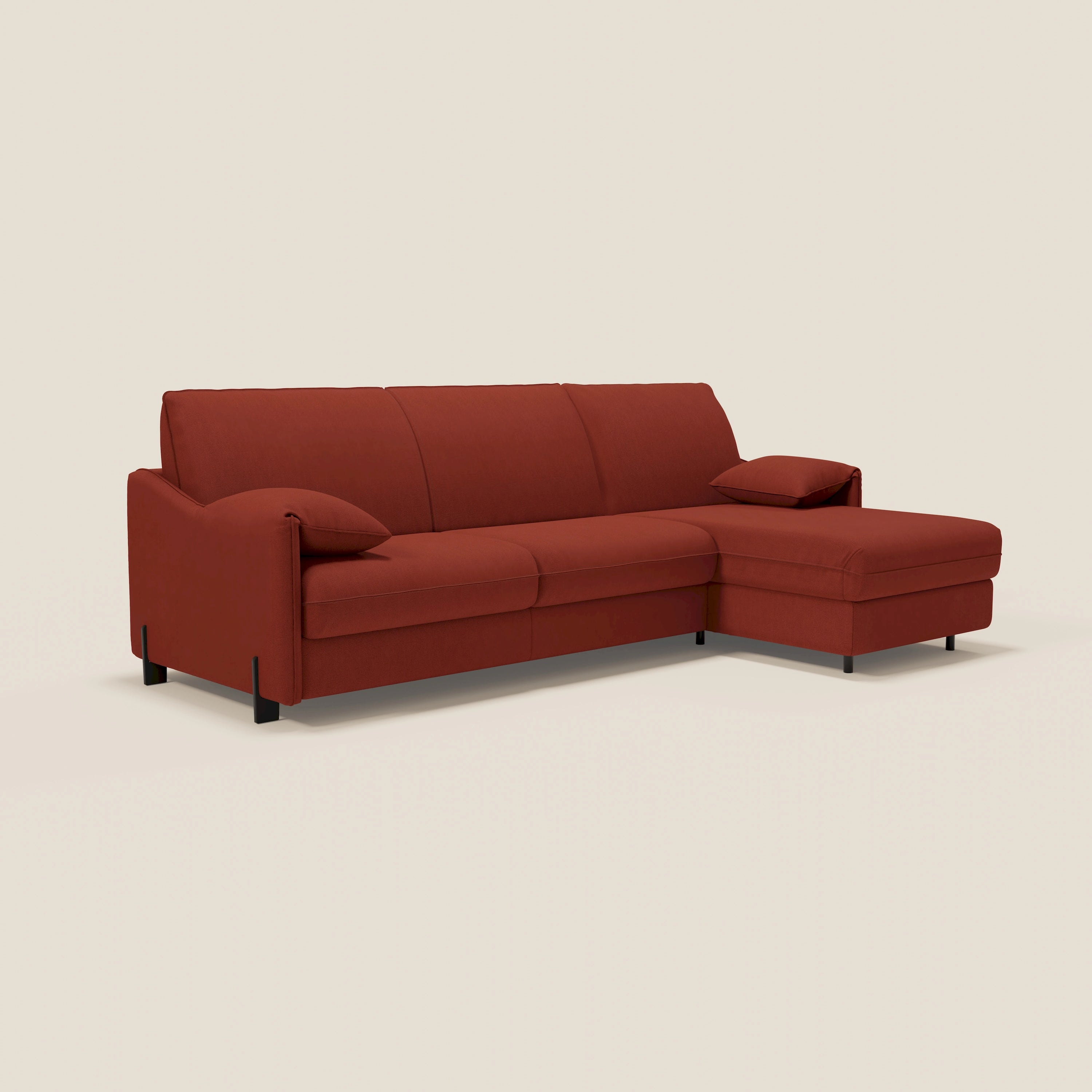 Primula divano letto angolare con materasso H18 cm - penisola contenitore in tessuto smacchiabile T05 - divani.store