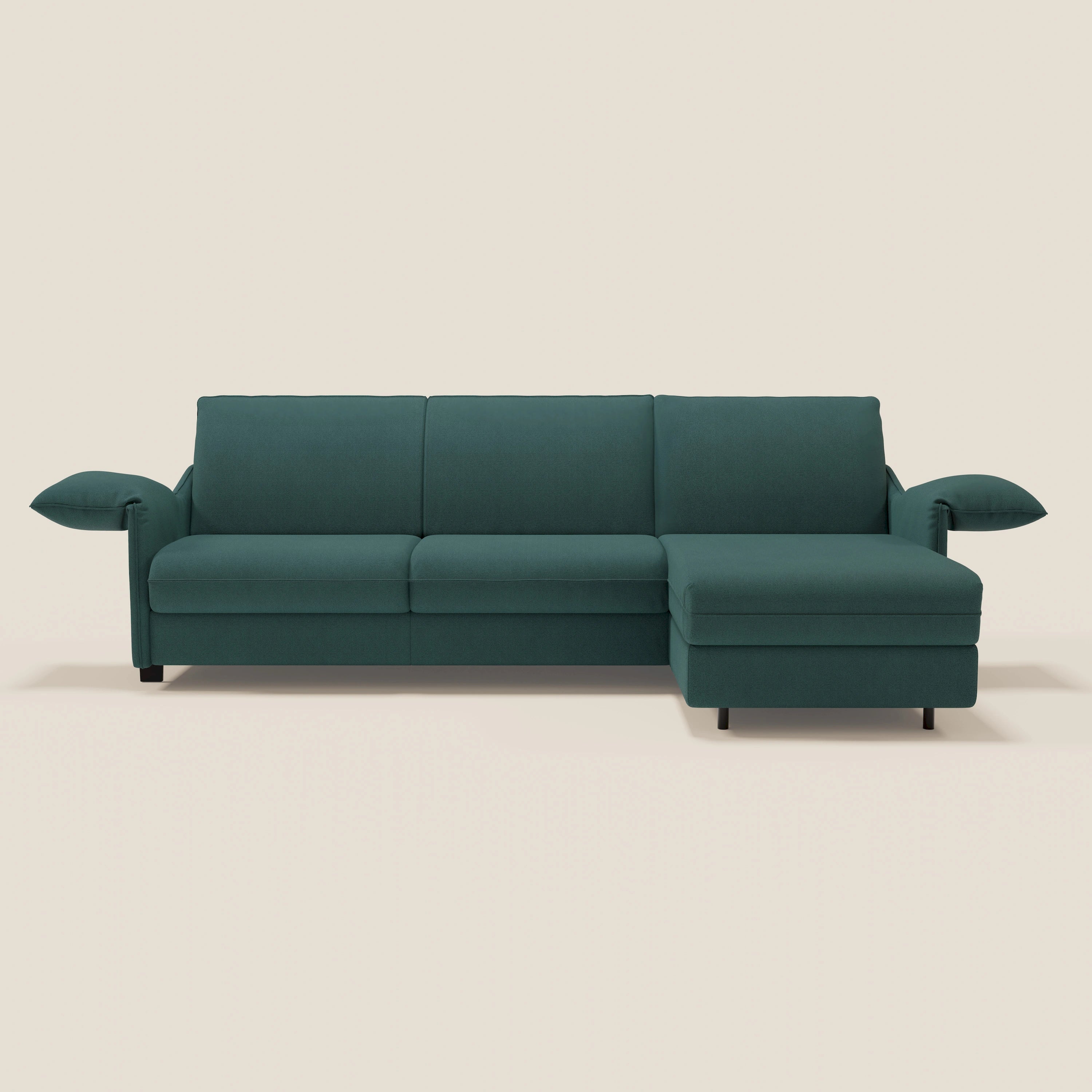 Primula divano letto angolare con materasso H18 cm - penisola contenitore in tessuto smacchiabile T05 - divani.store
