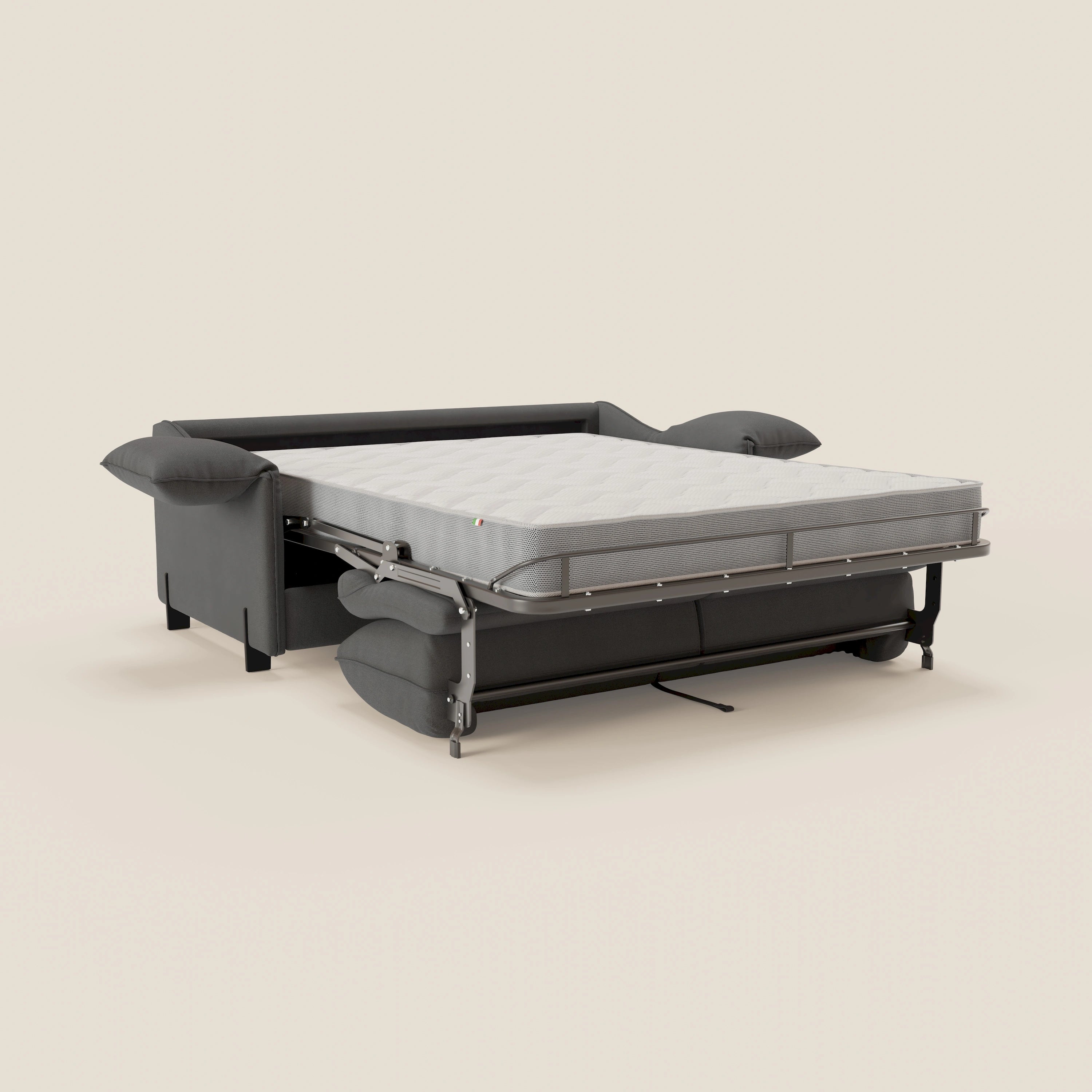 Primula divano letto con materasso alto 18 cm - braccioli mobili e tessuto smacchiabile T05 - divani.store