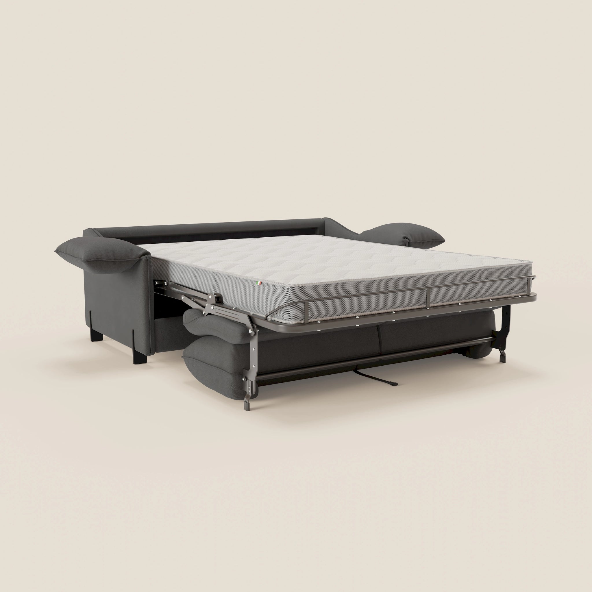 Primula divano letto con materasso alto 18 cm - braccioli mobili e tessuto smacchiabile T05