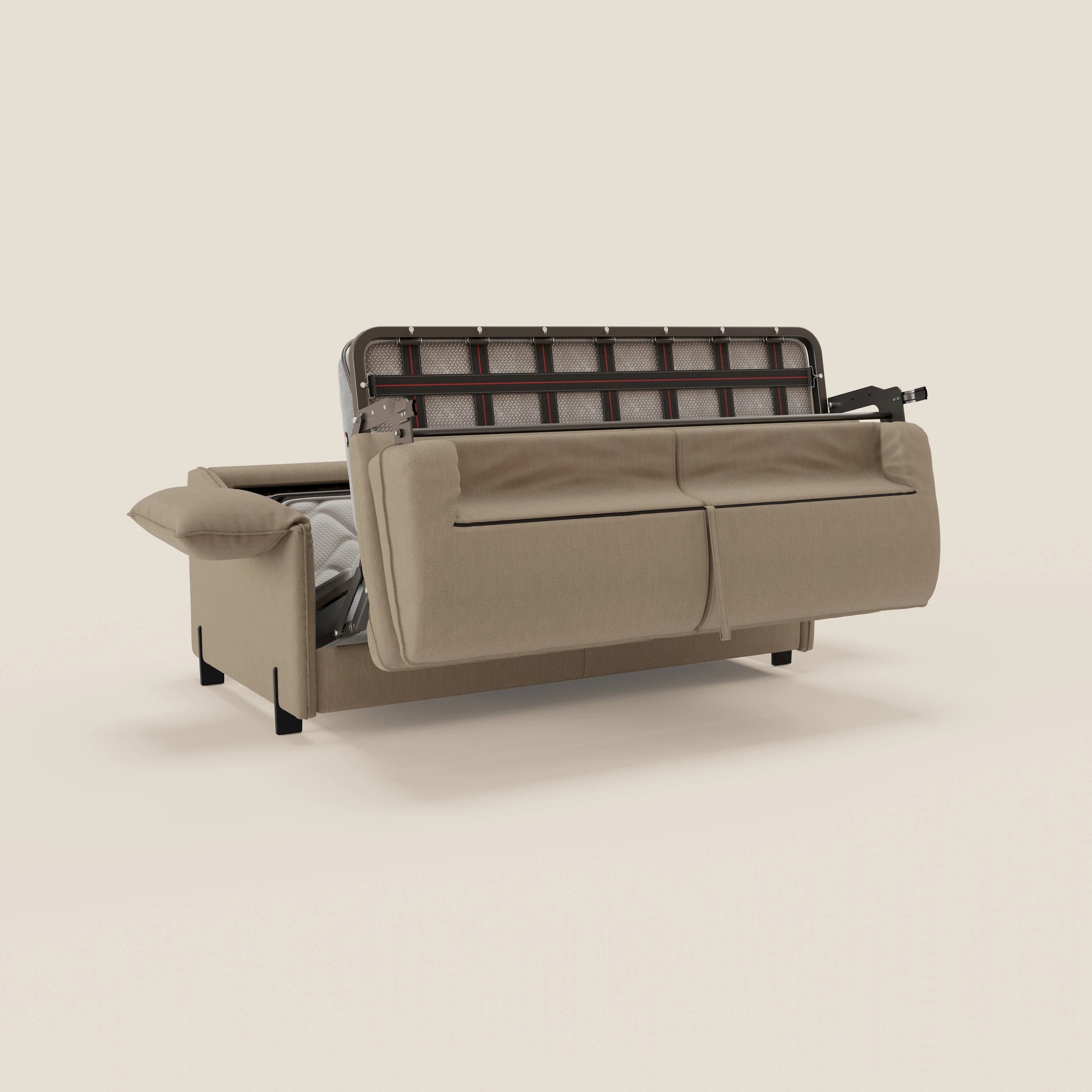 Primula divano letto con materasso alto 18 cm - braccioli mobili e tessuto smacchiabile T05