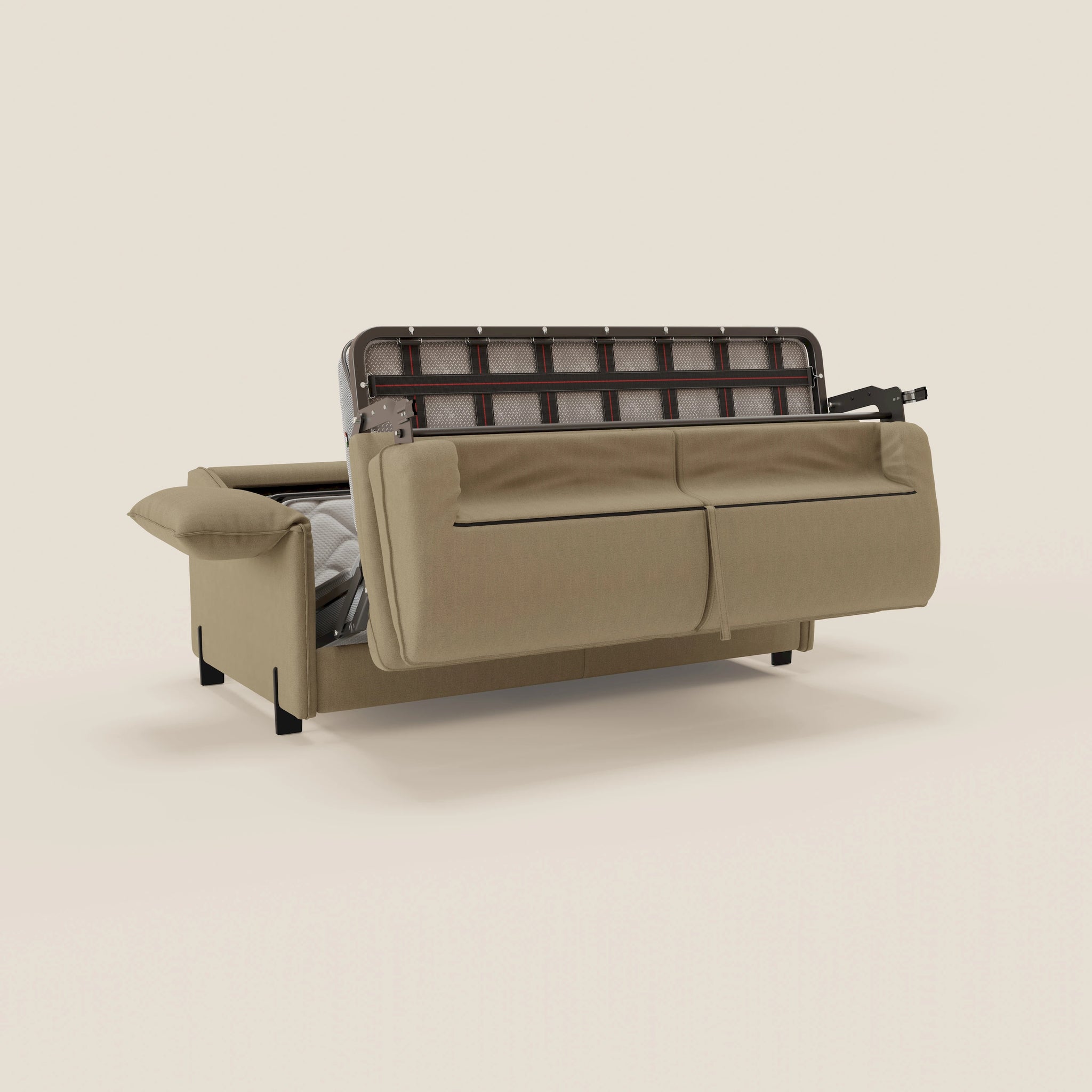 Primula divano letto con materasso alto 18 cm - braccioli mobili e tessuto smacchiabile T05