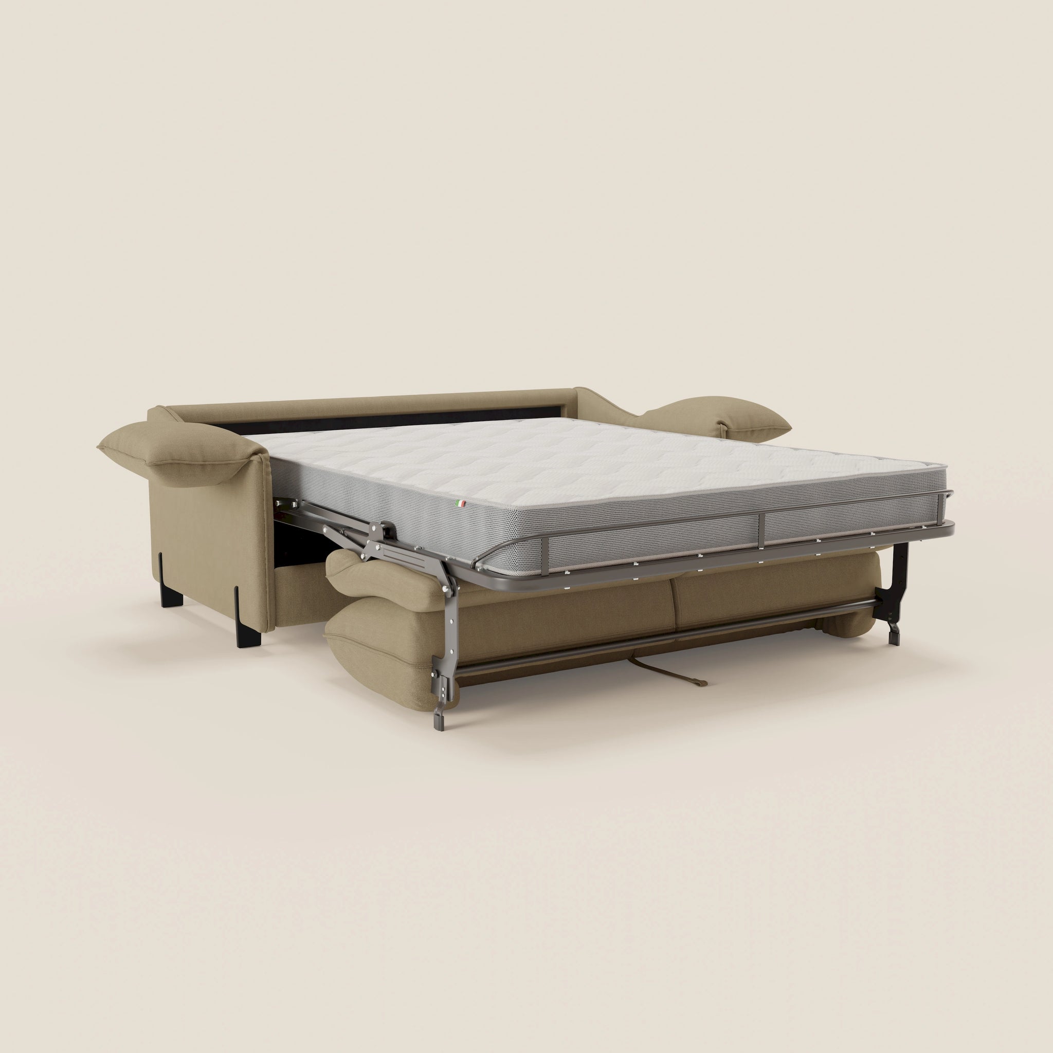 Primula divano letto con materasso alto 18 cm - braccioli mobili e tessuto smacchiabile T05
