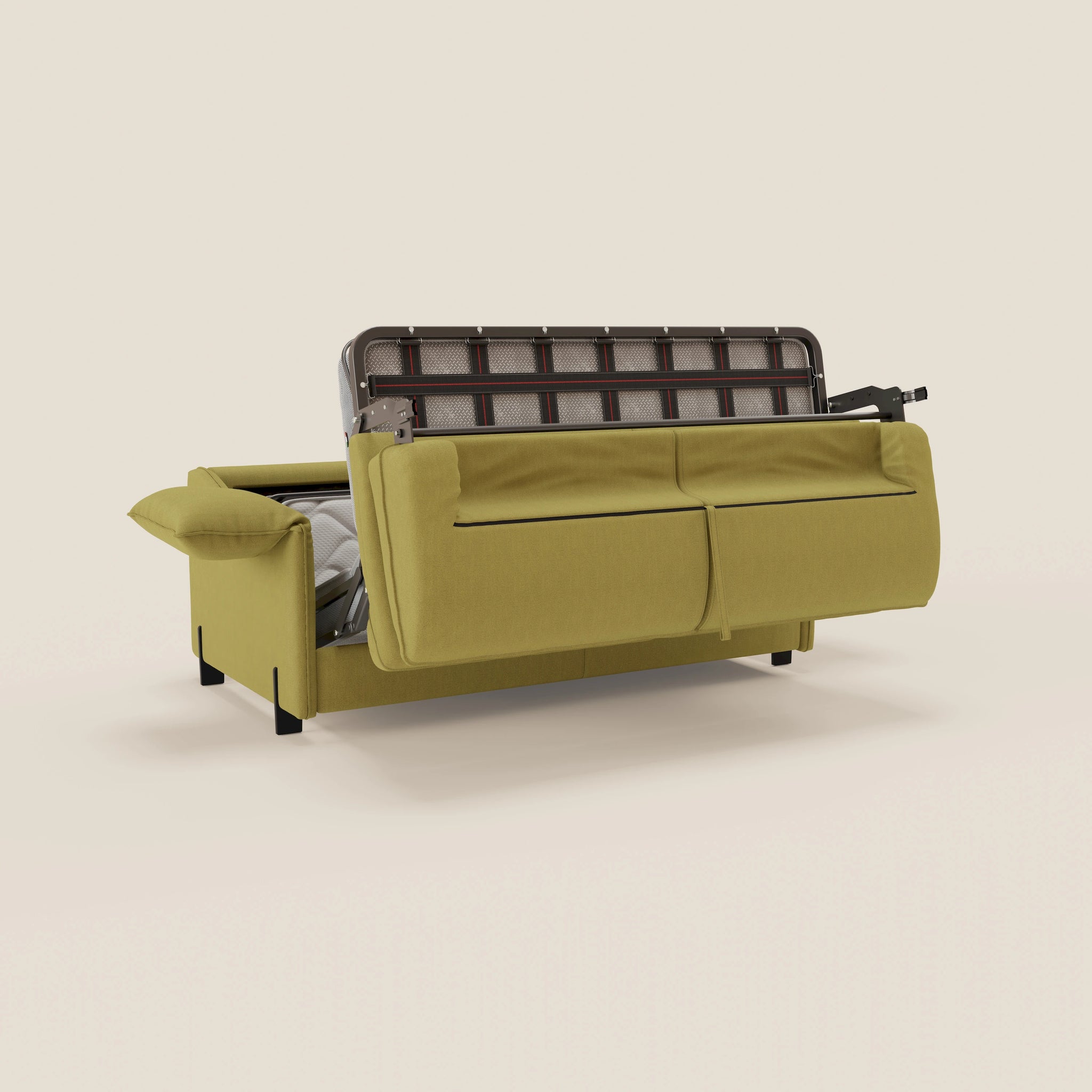 Primula divano letto con materasso alto 18 cm - braccioli mobili e tessuto smacchiabile T05