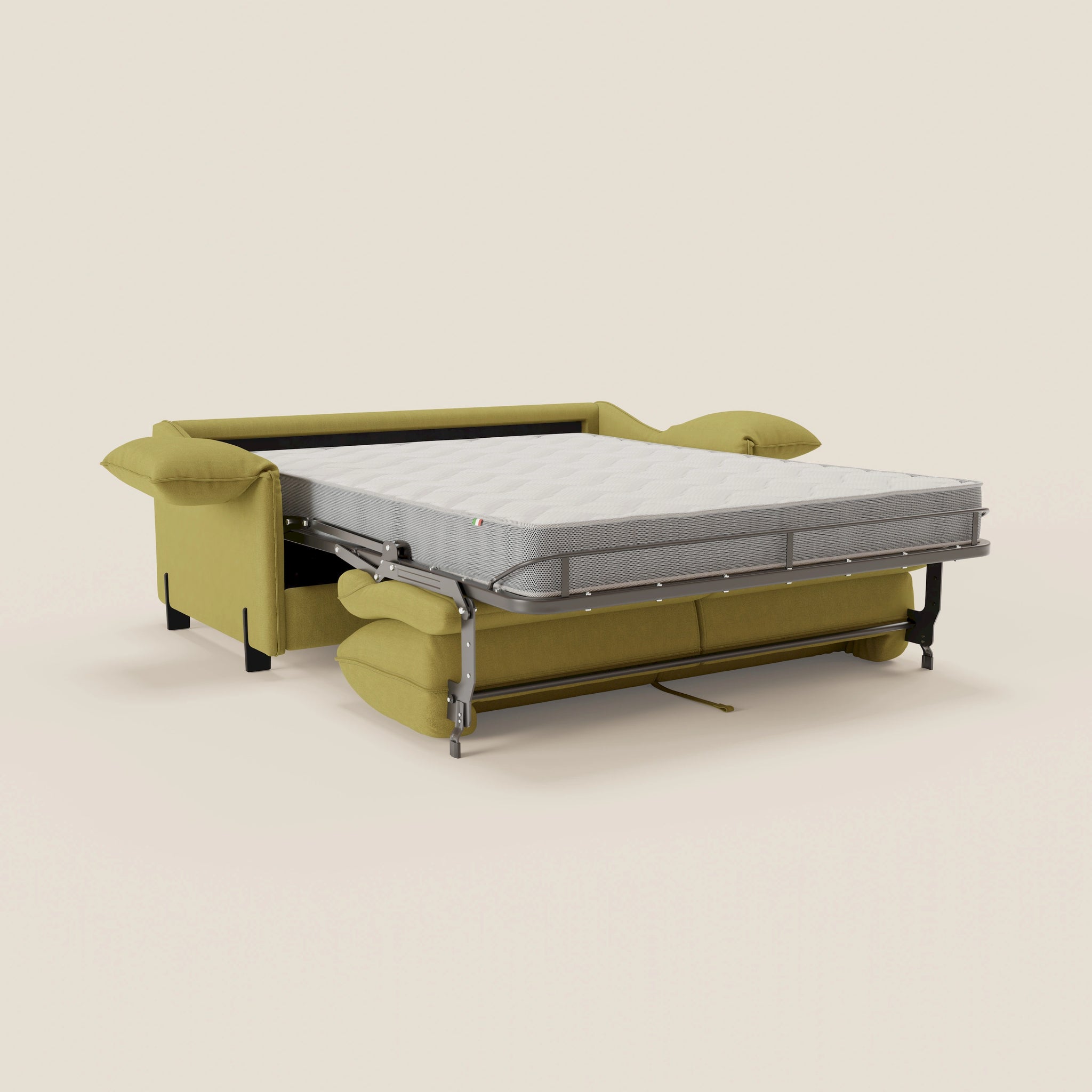 Primula divano letto con materasso alto 18 cm - braccioli mobili e tessuto smacchiabile T05