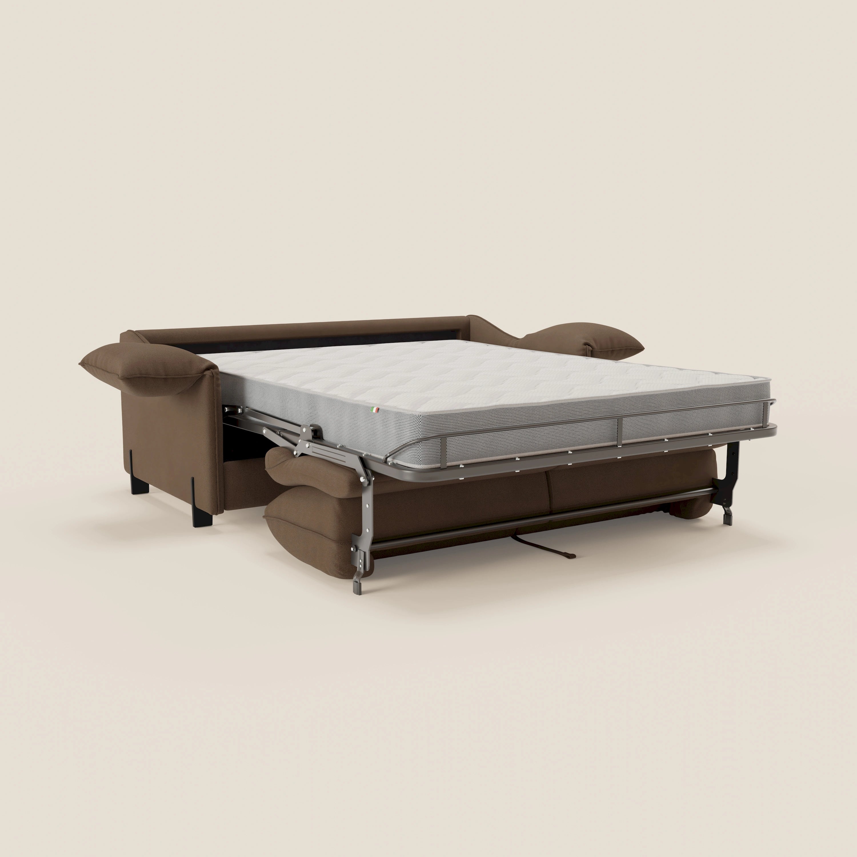 Primula divano letto con materasso alto 18 cm - braccioli mobili e tessuto smacchiabile T05 - divani.store