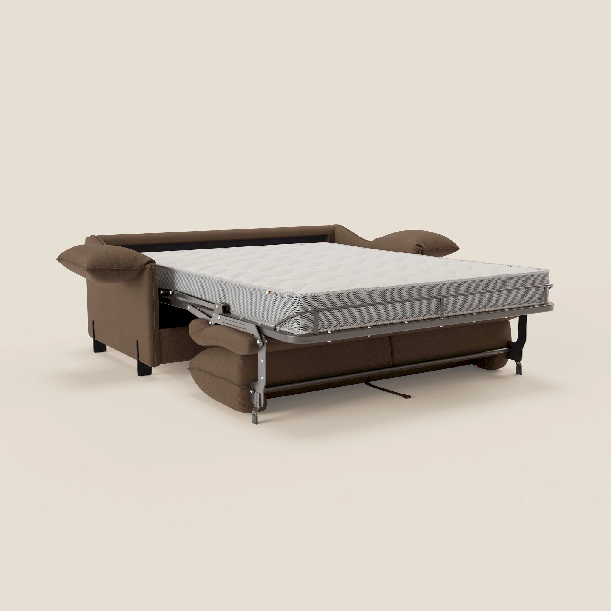 Primula divano letto con materasso alto 18 cm - braccioli mobili e tessuto smacchiabile T05