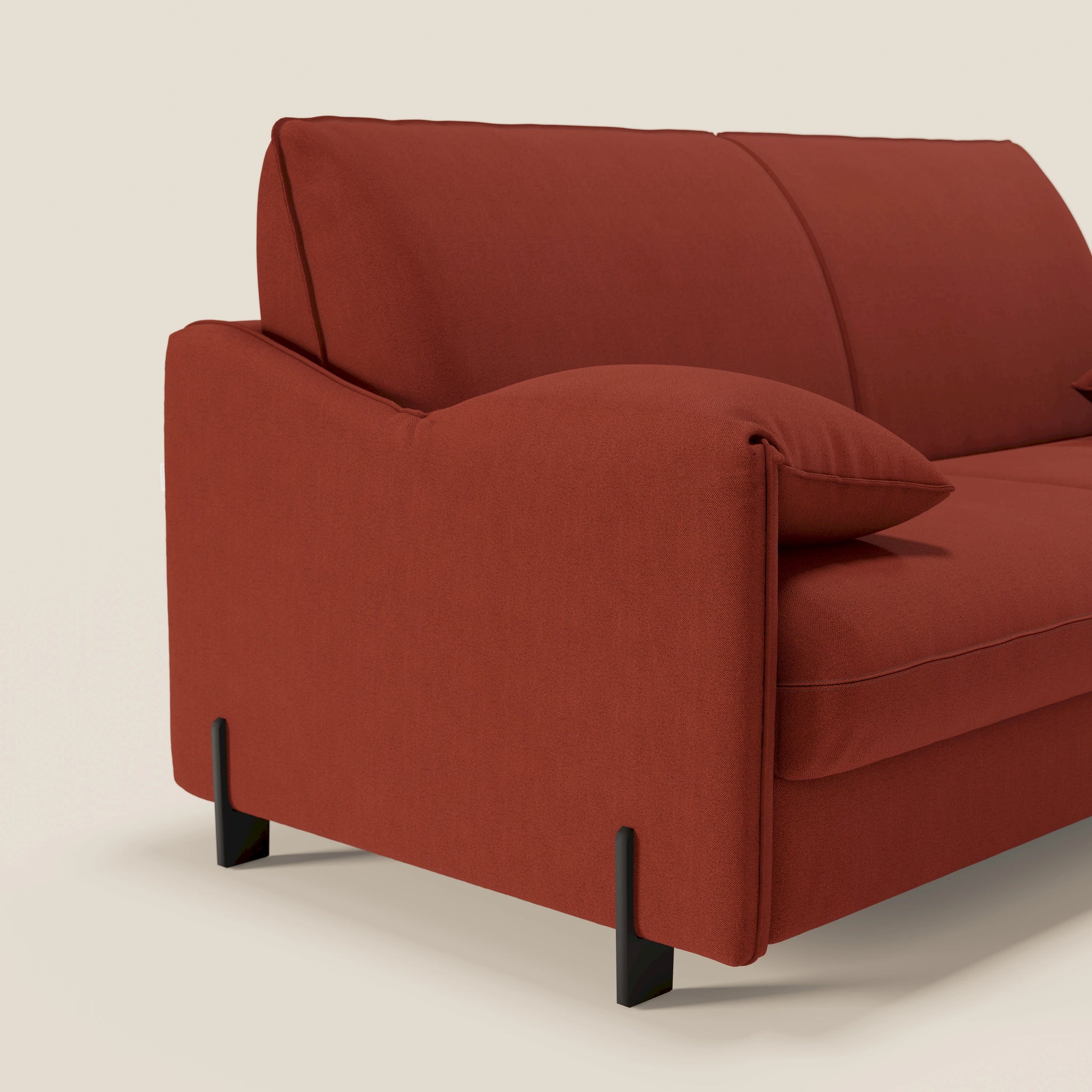 Primula divano letto con materasso alto 18 cm - braccioli mobili e tessuto smacchiabile T05