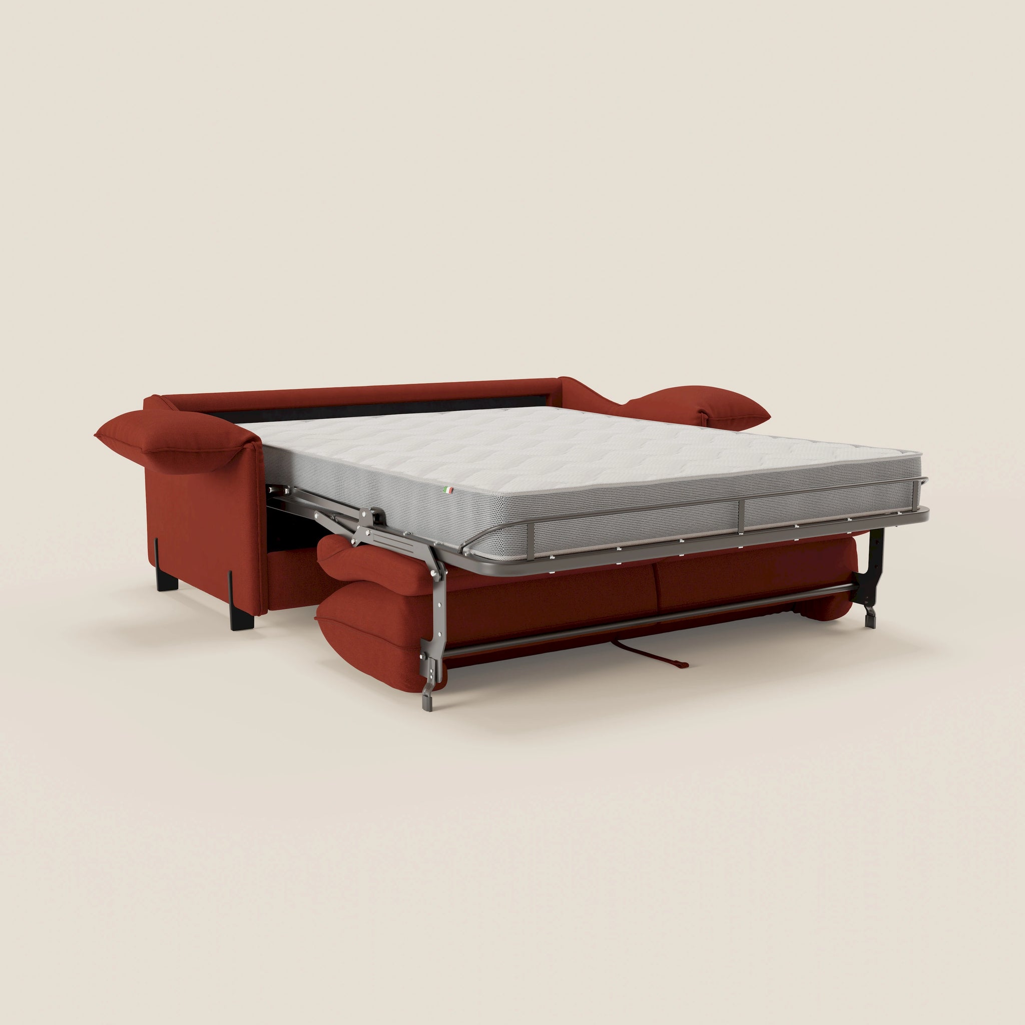 Primula divano letto con materasso alto 18 cm - braccioli mobili e tessuto smacchiabile T05