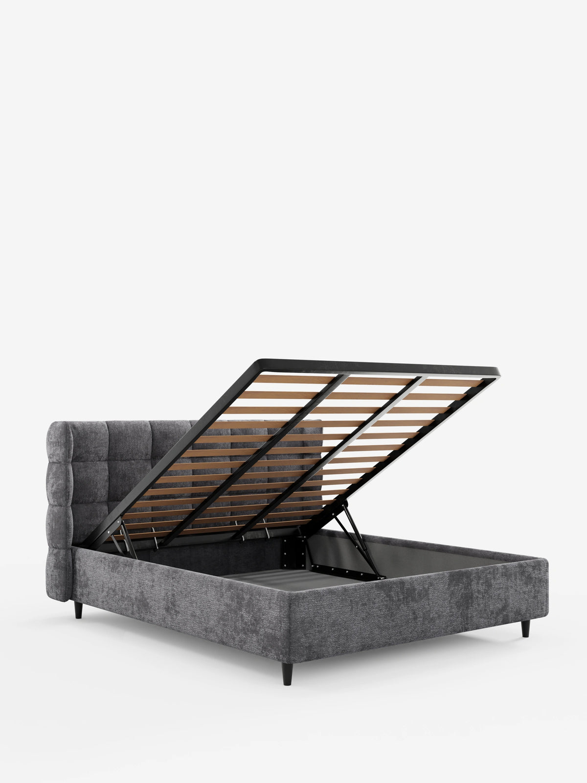 RAGNAR Cama canapé tapizada con arcón y cabecero capitoné envolvente de elegante tejido certificado Oeko-Tex®
